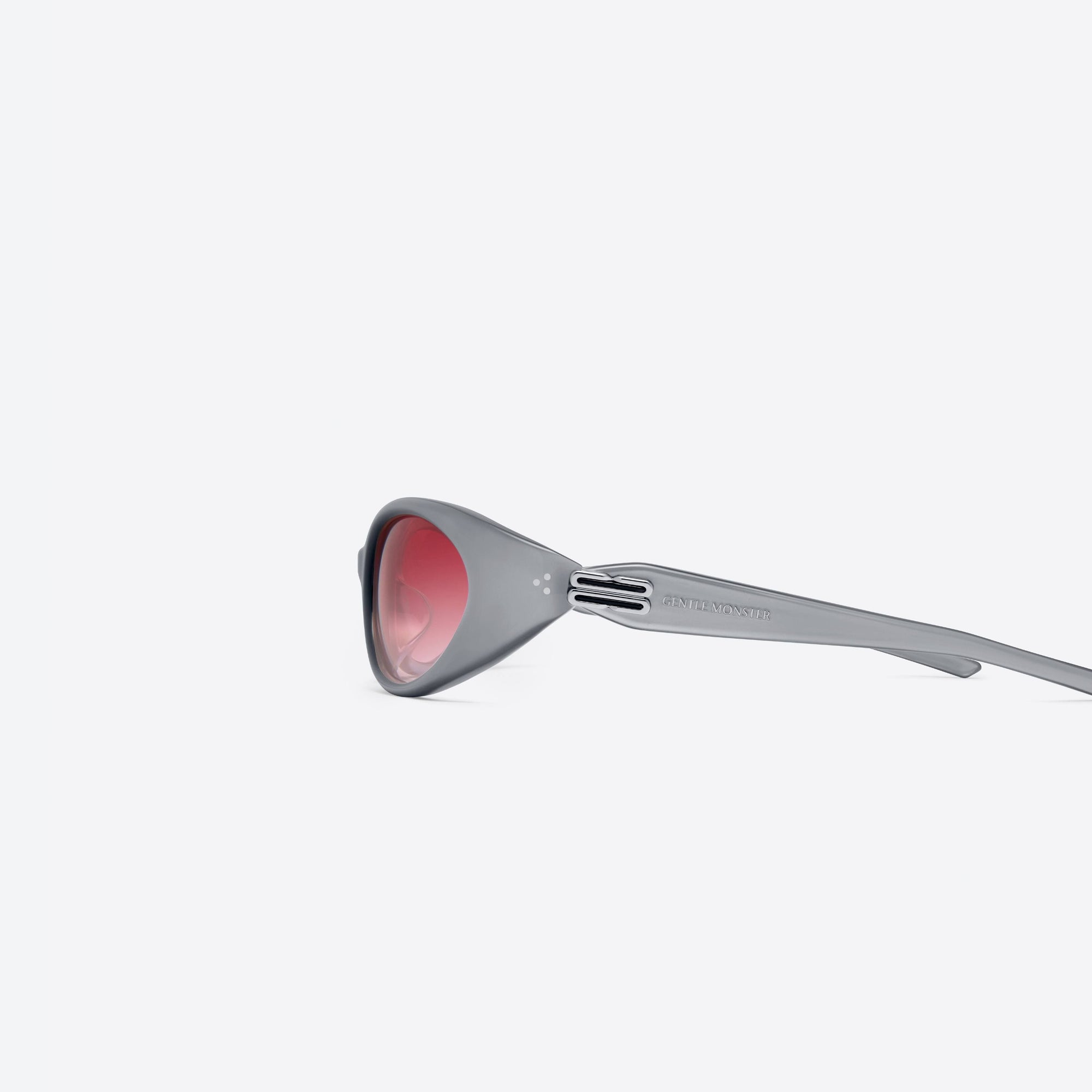 A detailed left view of Gentle Monster Atempo G13 Gray Acetate framed Wraparound sunglasses.