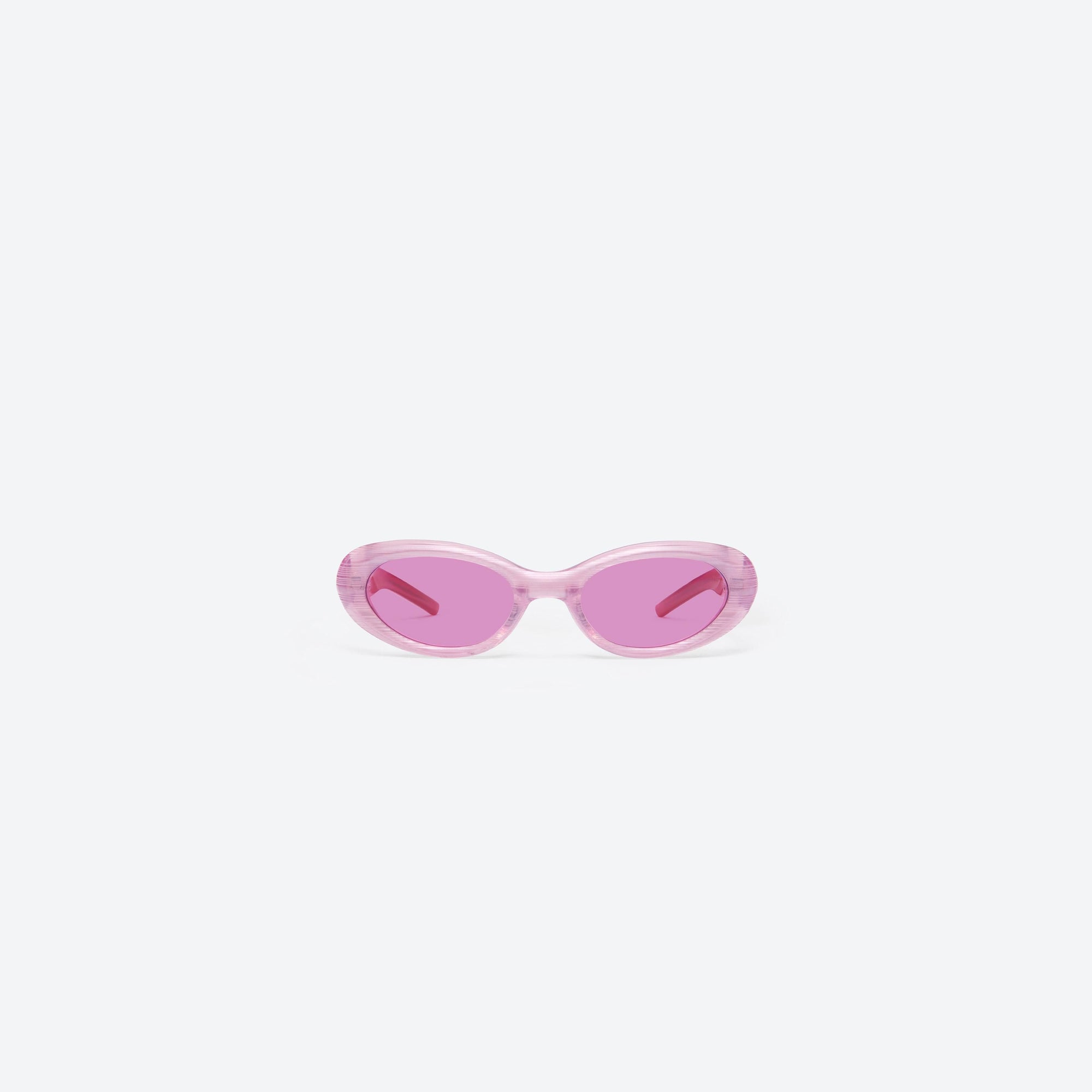 A front view of Gentle Monster Cuff SPC9 Pink Acetate framed Oval sunglasses.