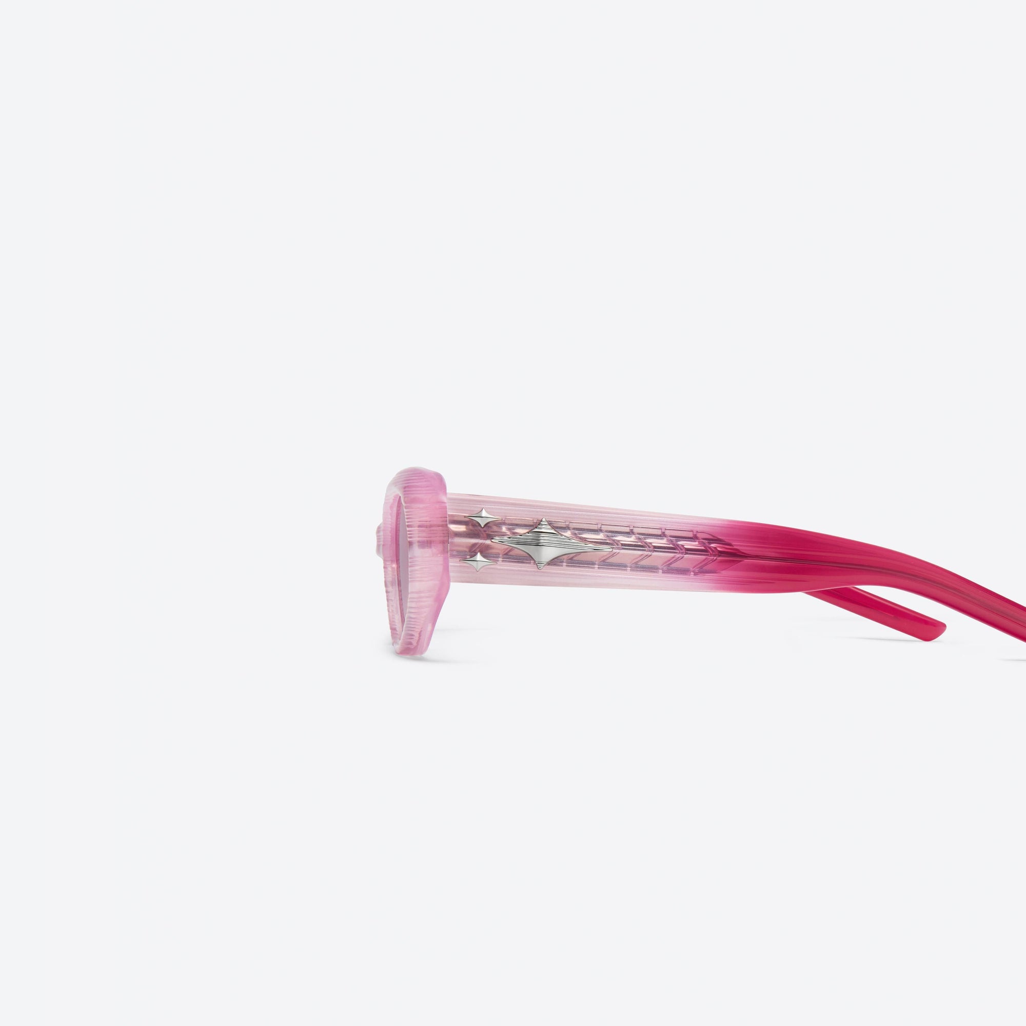 A detailed left view of Gentle Monster Cuff SPC9 Pink Acetate framed Oval sunglasses.