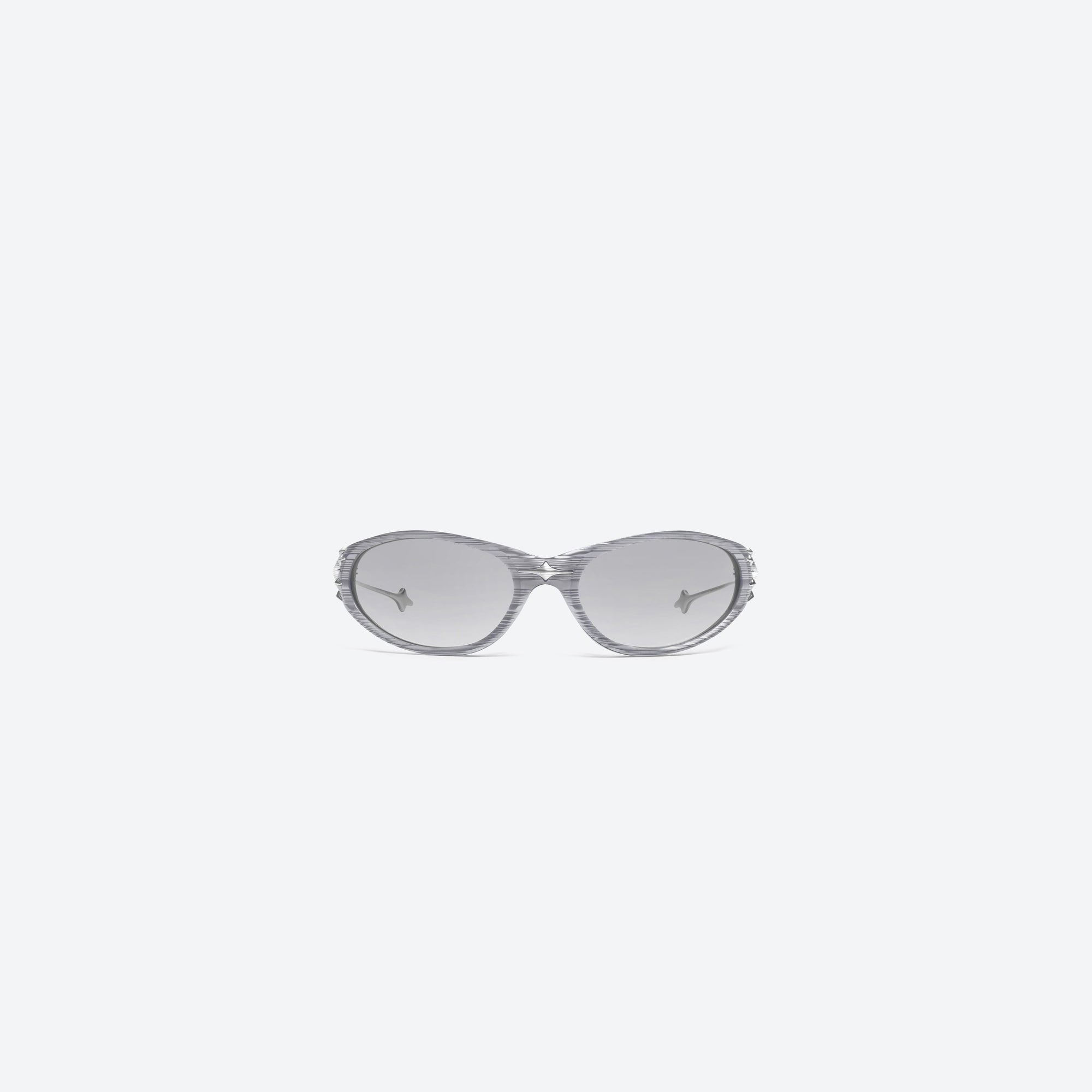 A front view of Gentle Monster Ex SG13 Gray Mixed framed Wraparound sunglasses.