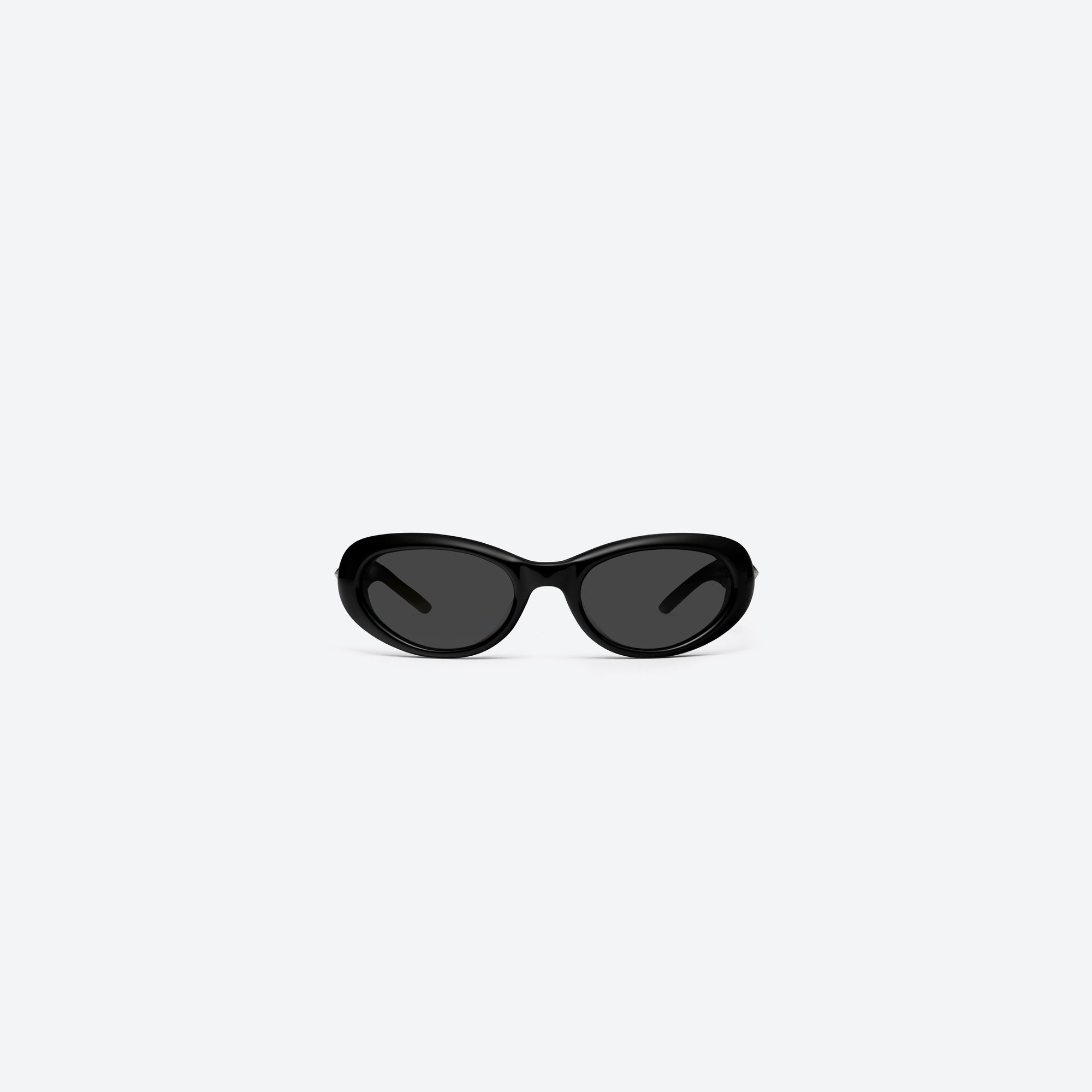 A front view of Gentle Monster Fear X 01 Black Acetate framed Oval sunglasses.