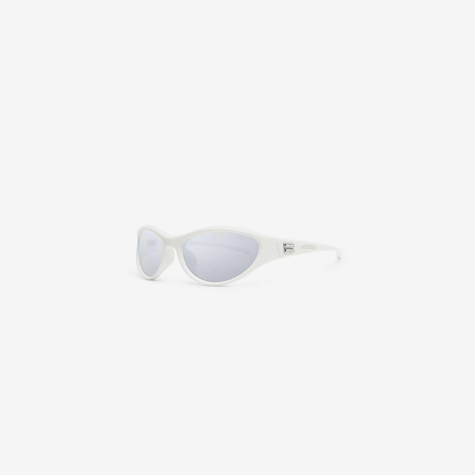 45-degree view of Gentle Monster Sugar Buff W3 White Nylon framed Wraparound sunglasses.
