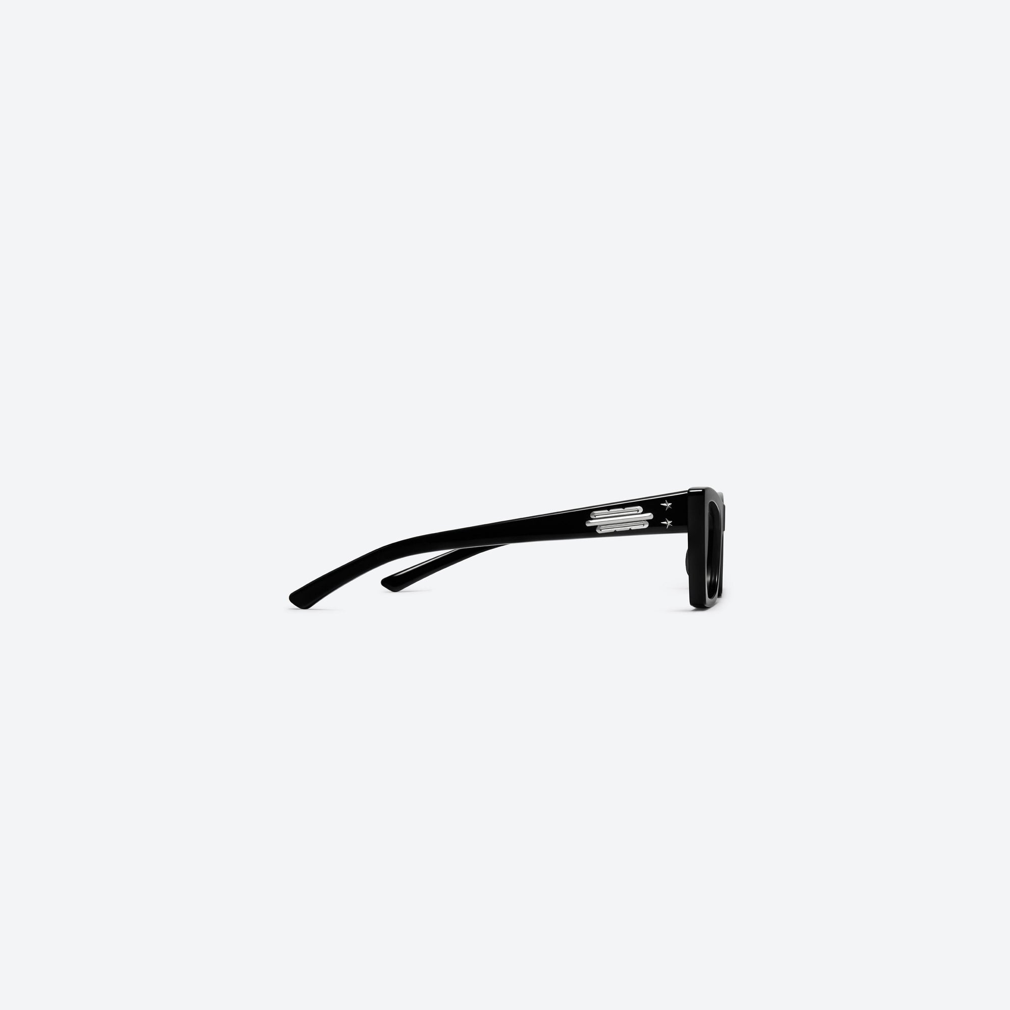 A detailed right view of Gentle Monster Jennie - Baby Pony 01 Black Acetate framed Cat-eye sunglasses.