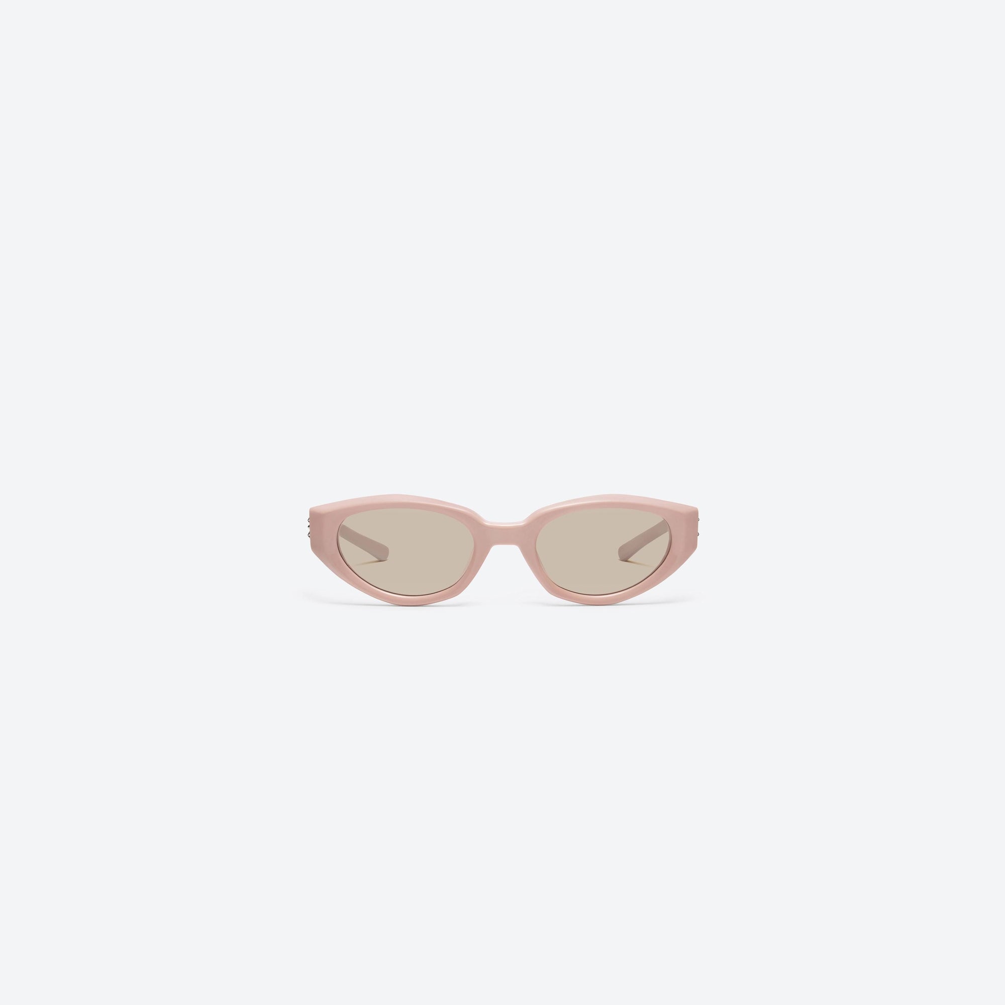 A front view of Gentle Monster Jennie - Fish Tail P7 Pink Acetate framed Cat-eye sunglasses.