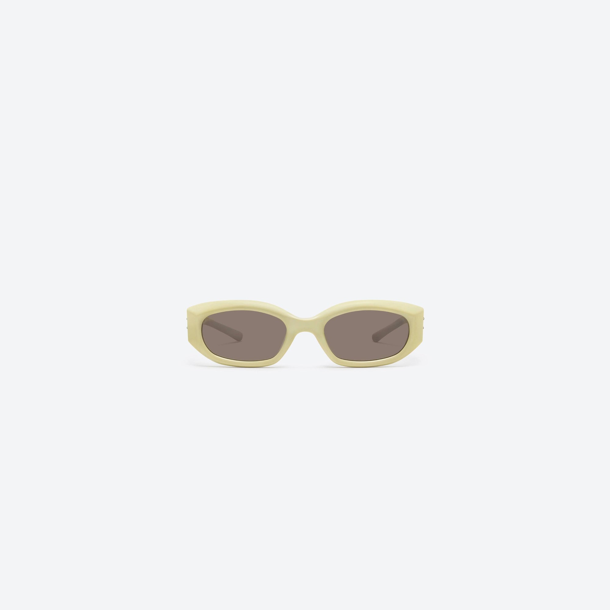A front view of Gentle Monster Jennie - Wispy Y8 Yellow Acetate framed Square sunglasses.