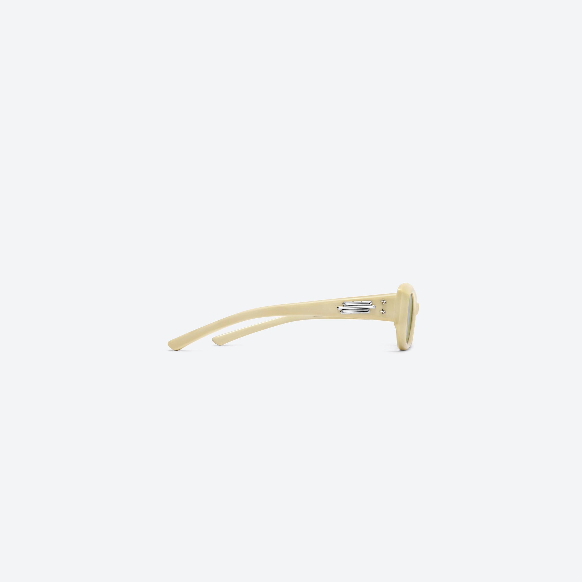 A detailed right view of Gentle Monster Jennie - Wispy Y8 Yellow Acetate framed Square sunglasses.