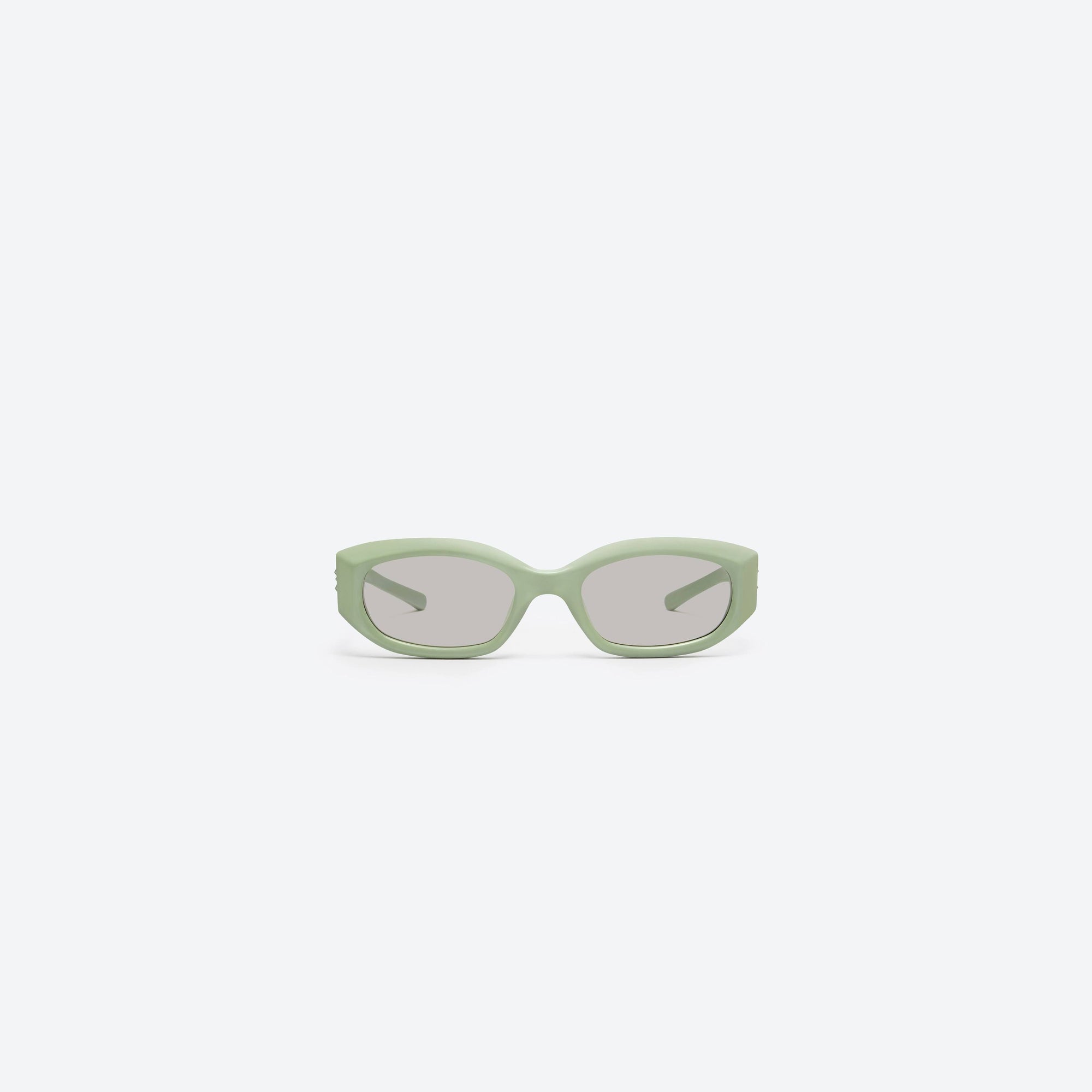 A front view of Gentle Monster Jennie - Wispy GR8 Green Acetate framed Square sunglasses.