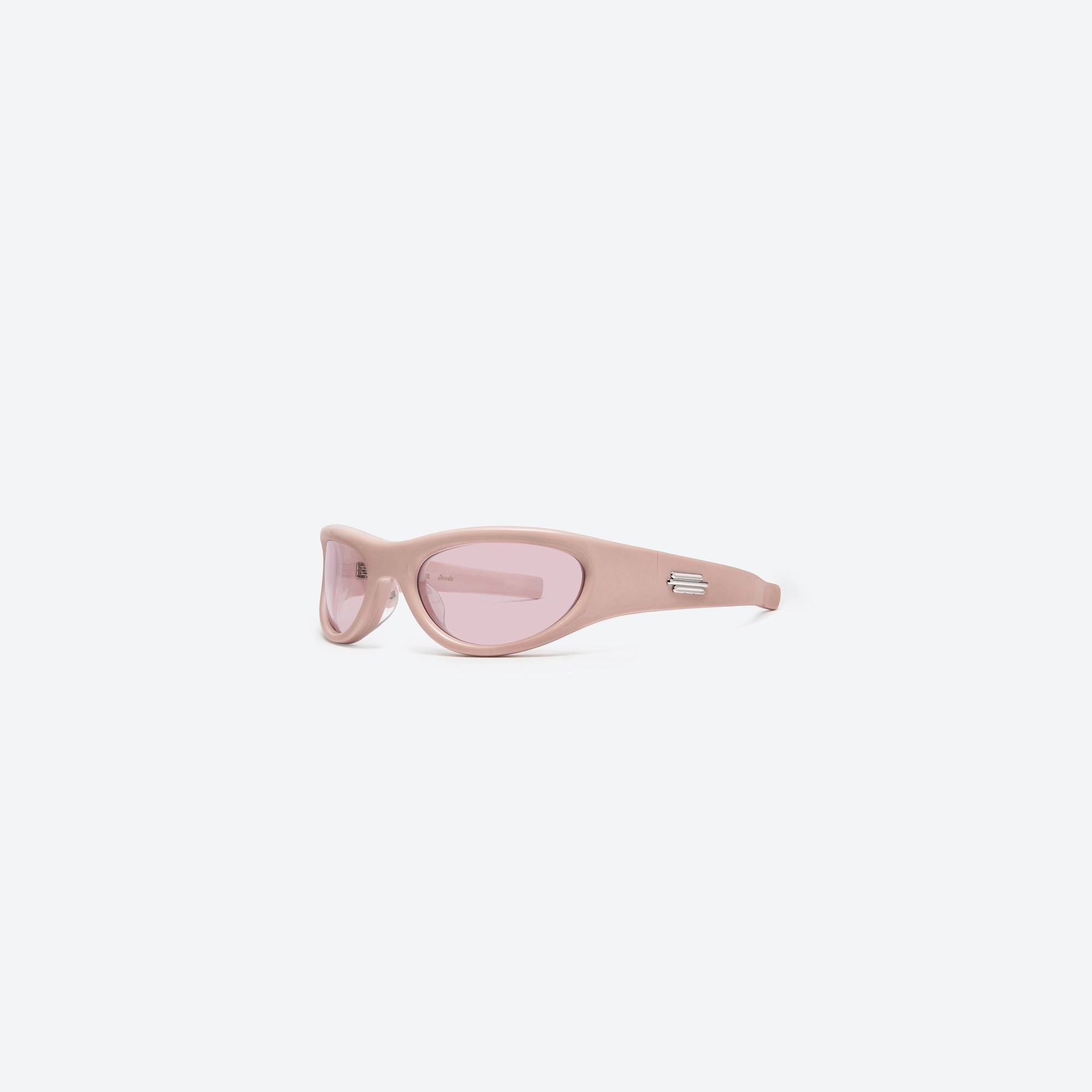 45-degree view of Gentle Monster Jennie - Cheveux De Nini P7 Pink Acetate framed Wraparound sunglasses.