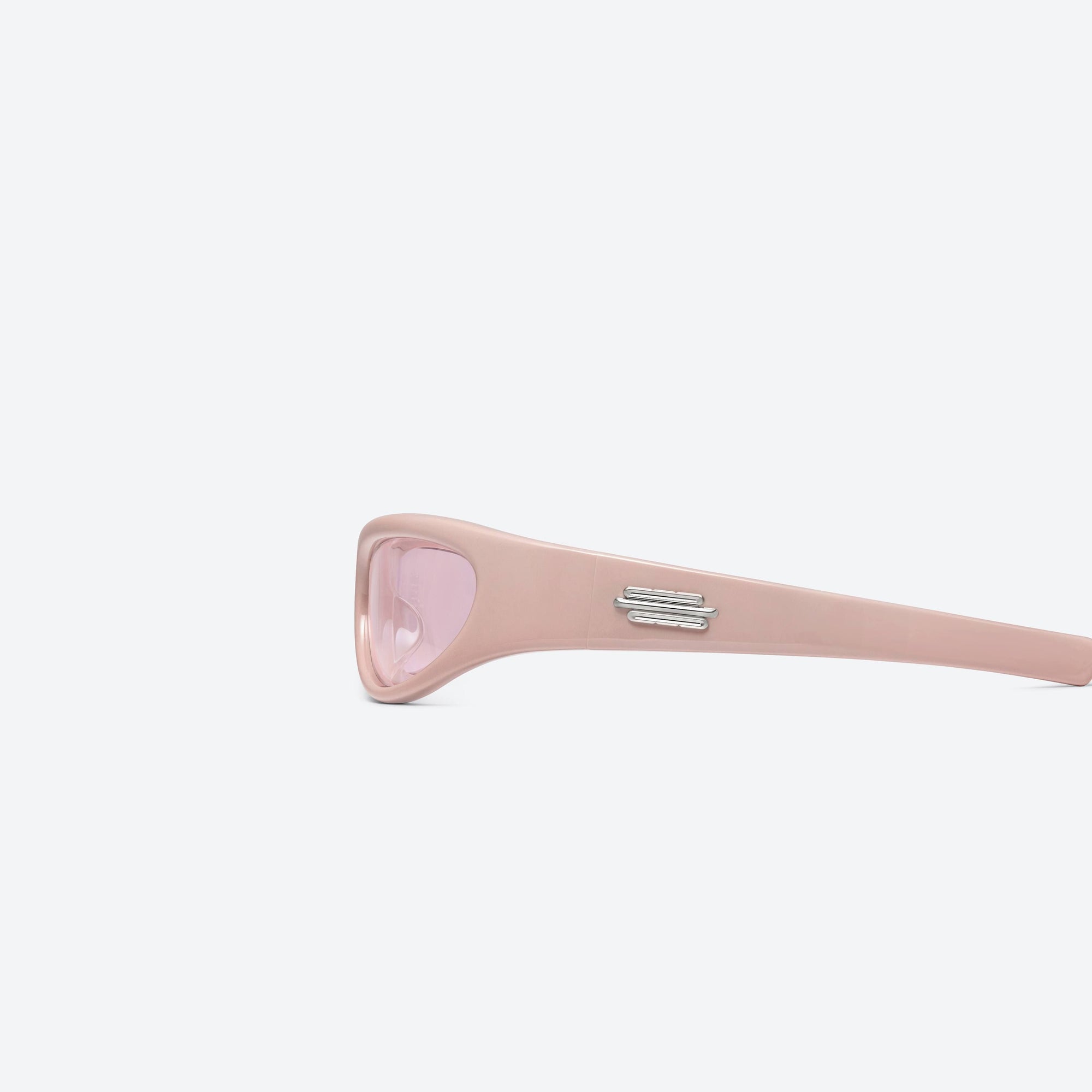 A detailed left view of Gentle Monster Jennie - Cheveux De Nini P7 Pink Acetate framed Wraparound sunglasses.