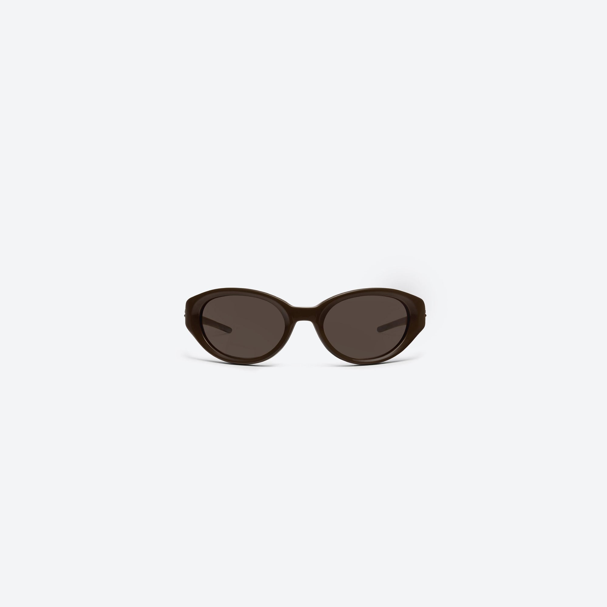 A front view of Gentle Monster Jennie - Donut Bun BR3 Brown Acetate framed Wraparound sunglasses.
