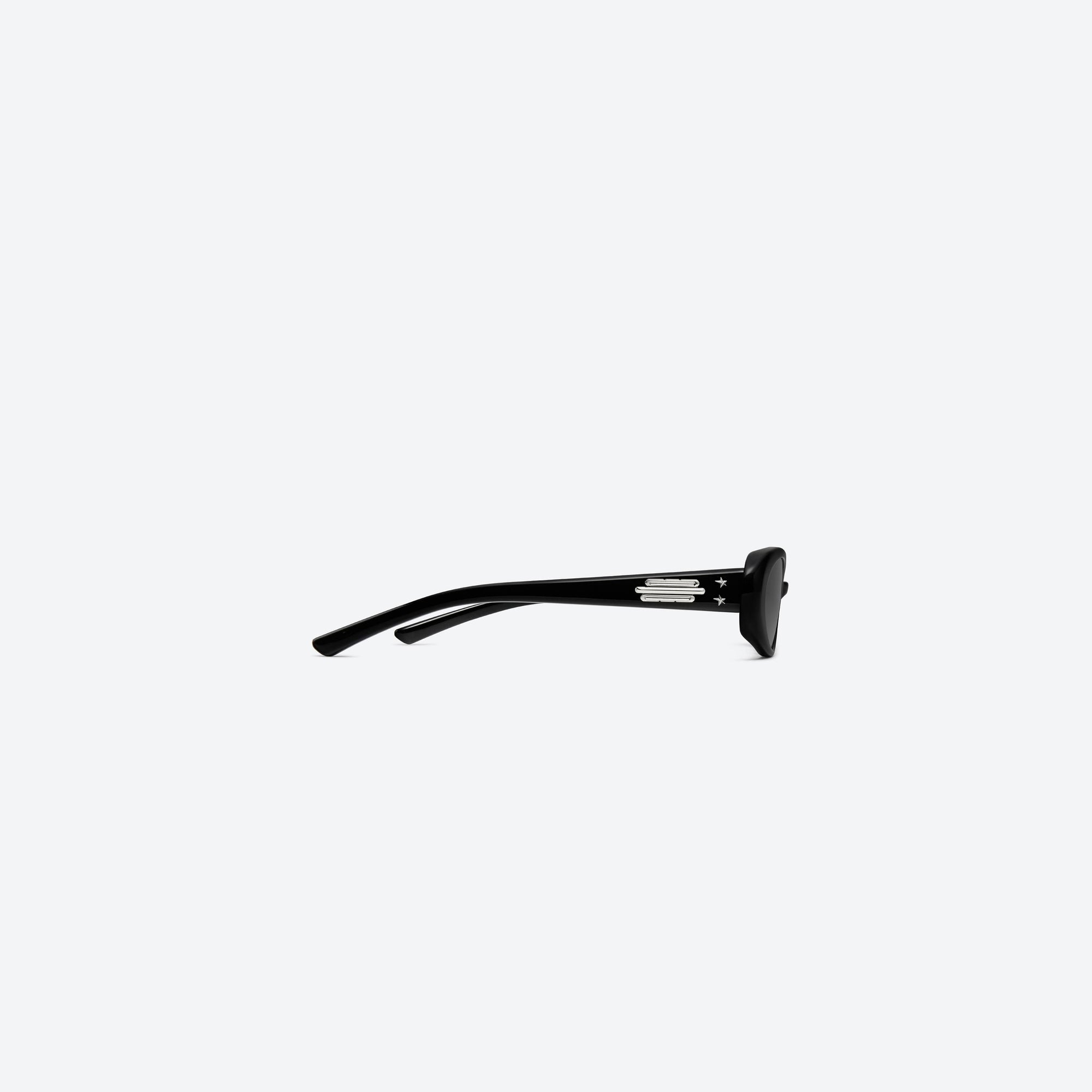 A detailed right view of Gentle Monster Jennie - Hush 01 Black Acetate framed Oval sunglasses.