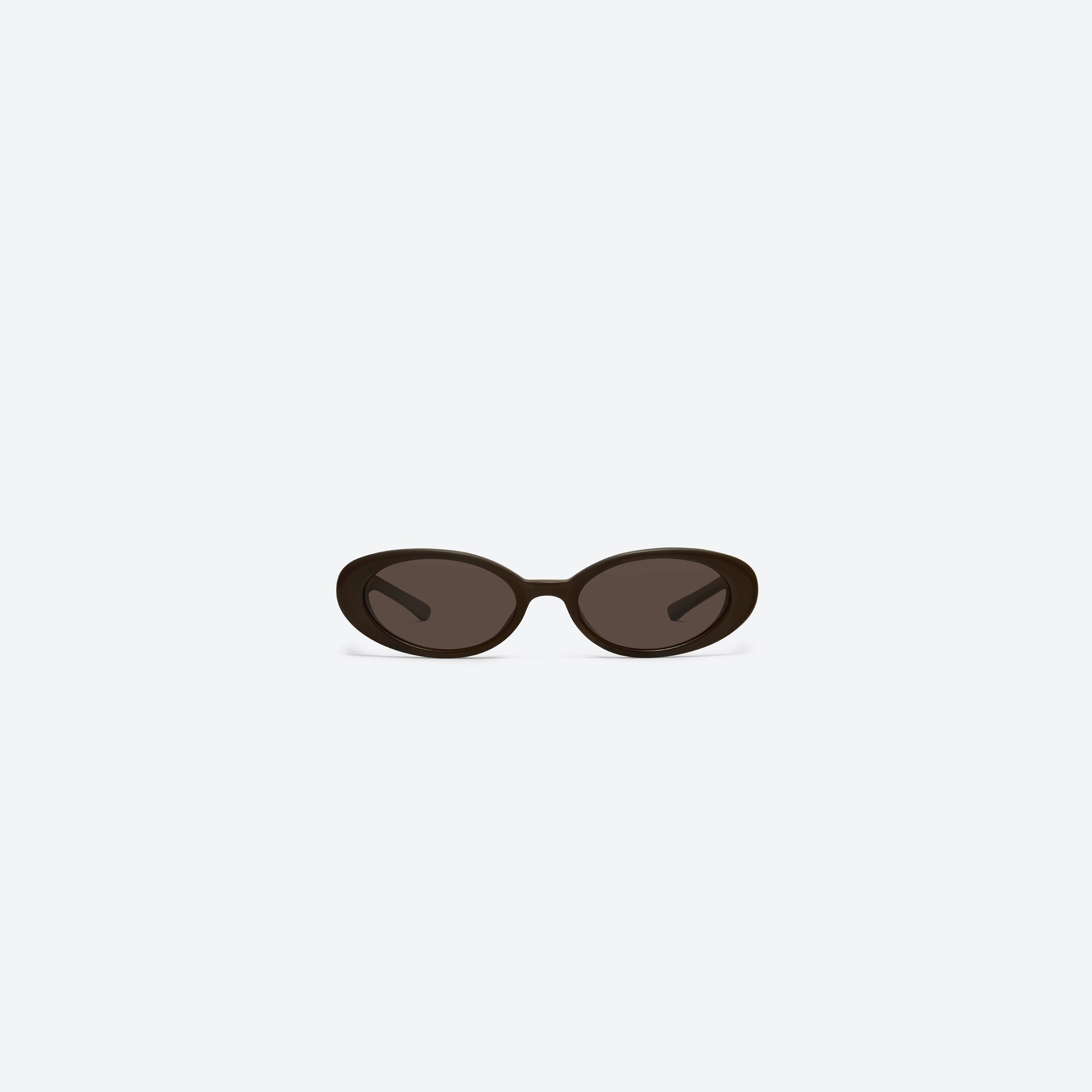 A front view of Gentle Monster Jennie - Hush BR3 Brown Acetate framed Oval sunglasses.