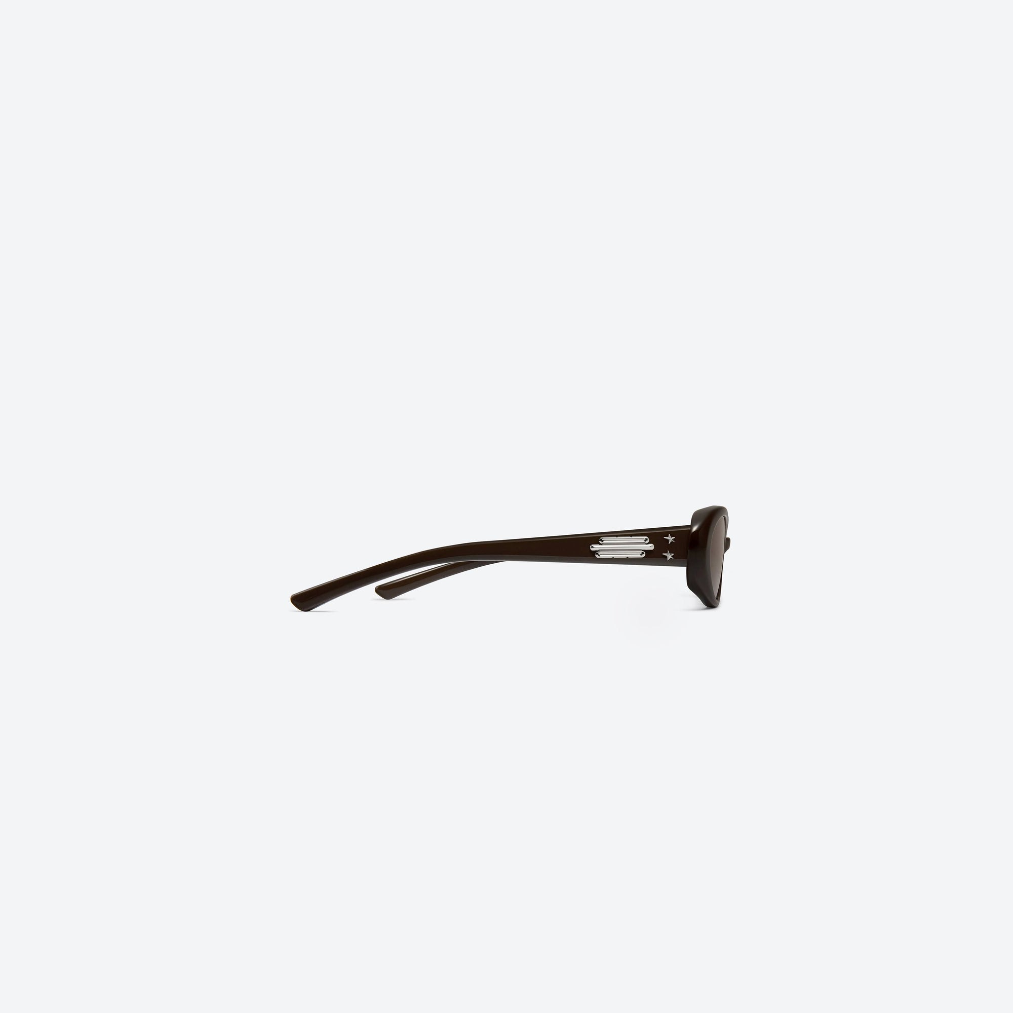 A detailed right view of Gentle Monster Jennie - Hush BR3 Brown Acetate framed Oval sunglasses.