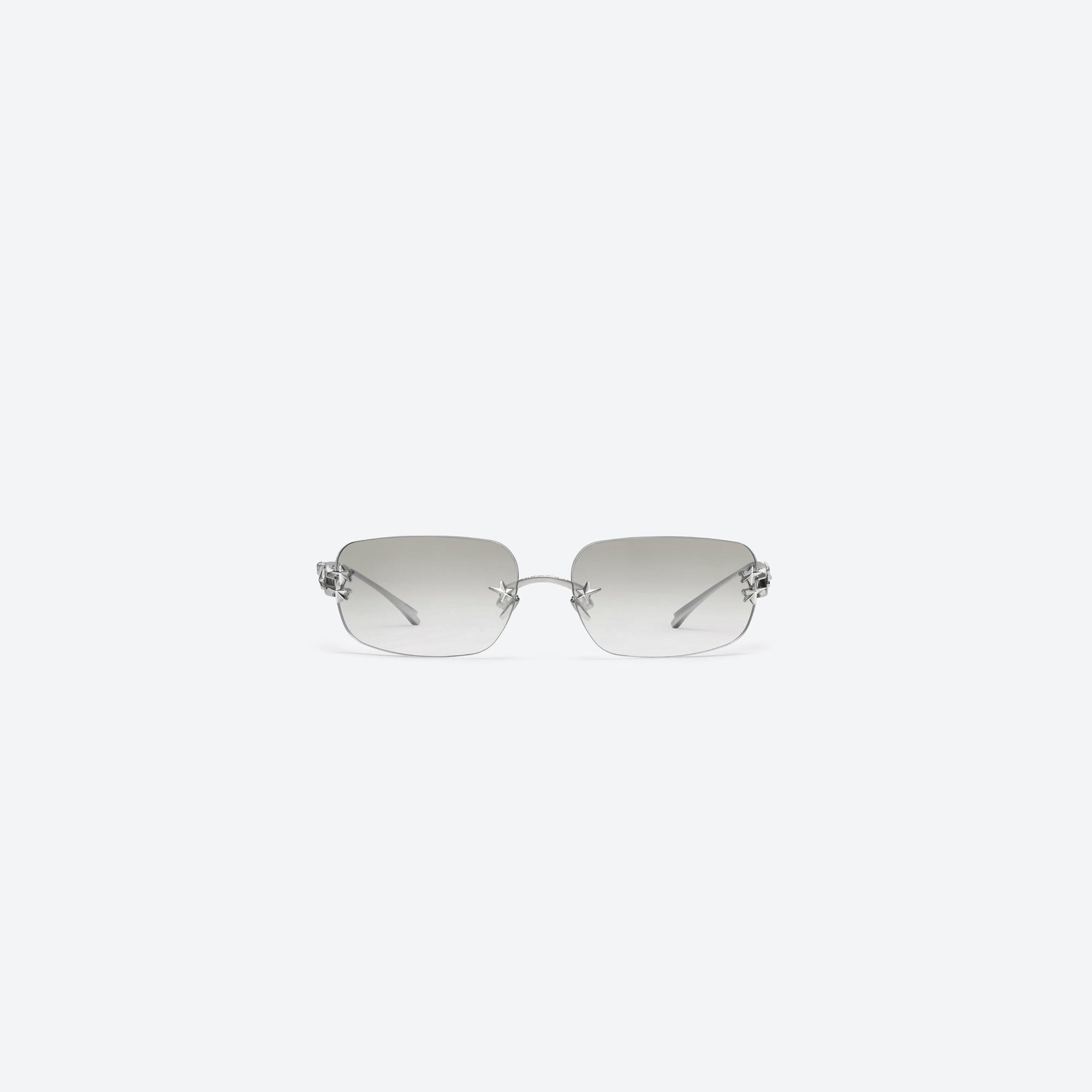 A front view of Gentle Monster Jennie - Glitter 02 Silver Metal framed Square sunglasses.