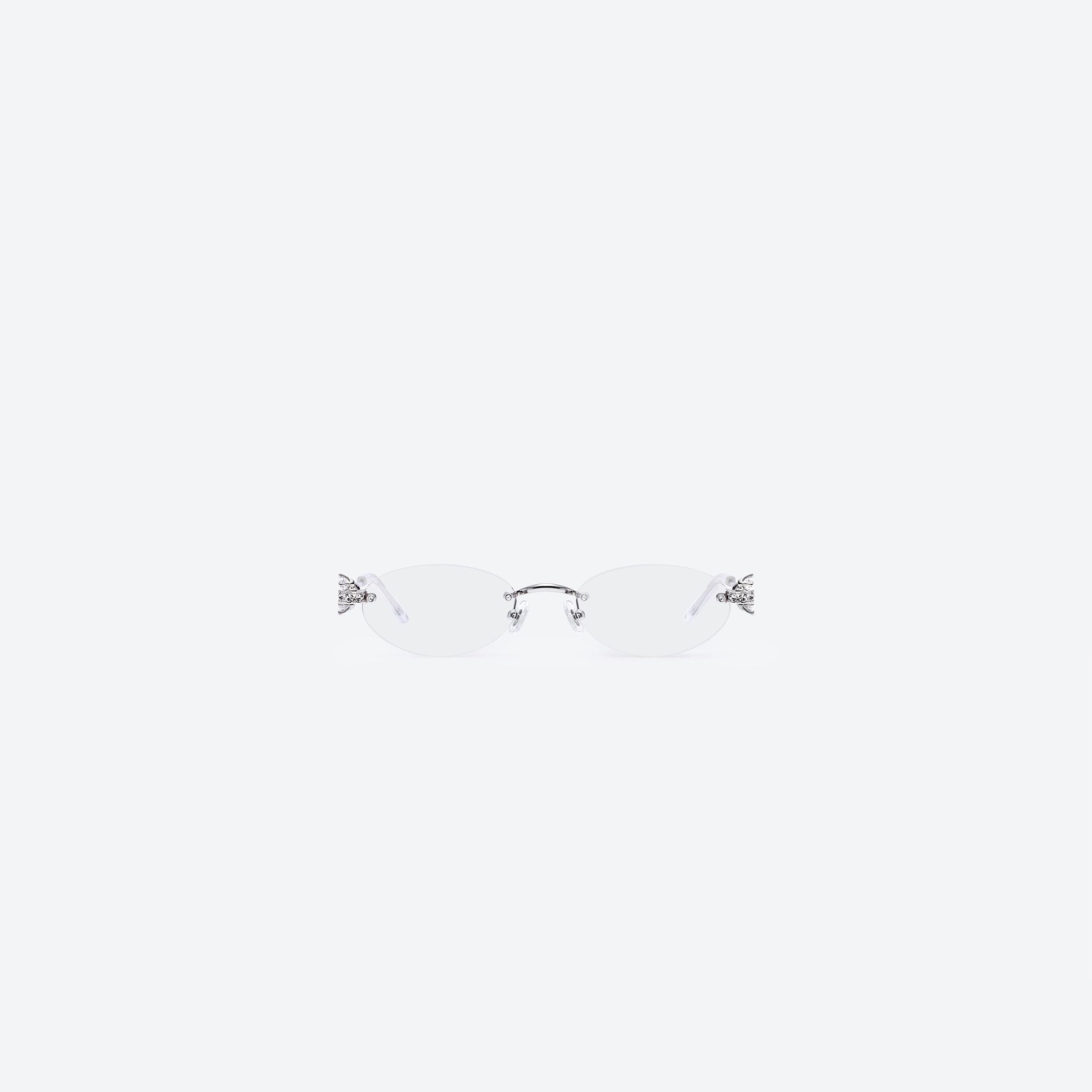 A front view of Gentle Monster Orora 02 Silver Metal framed Oval sunglasses.