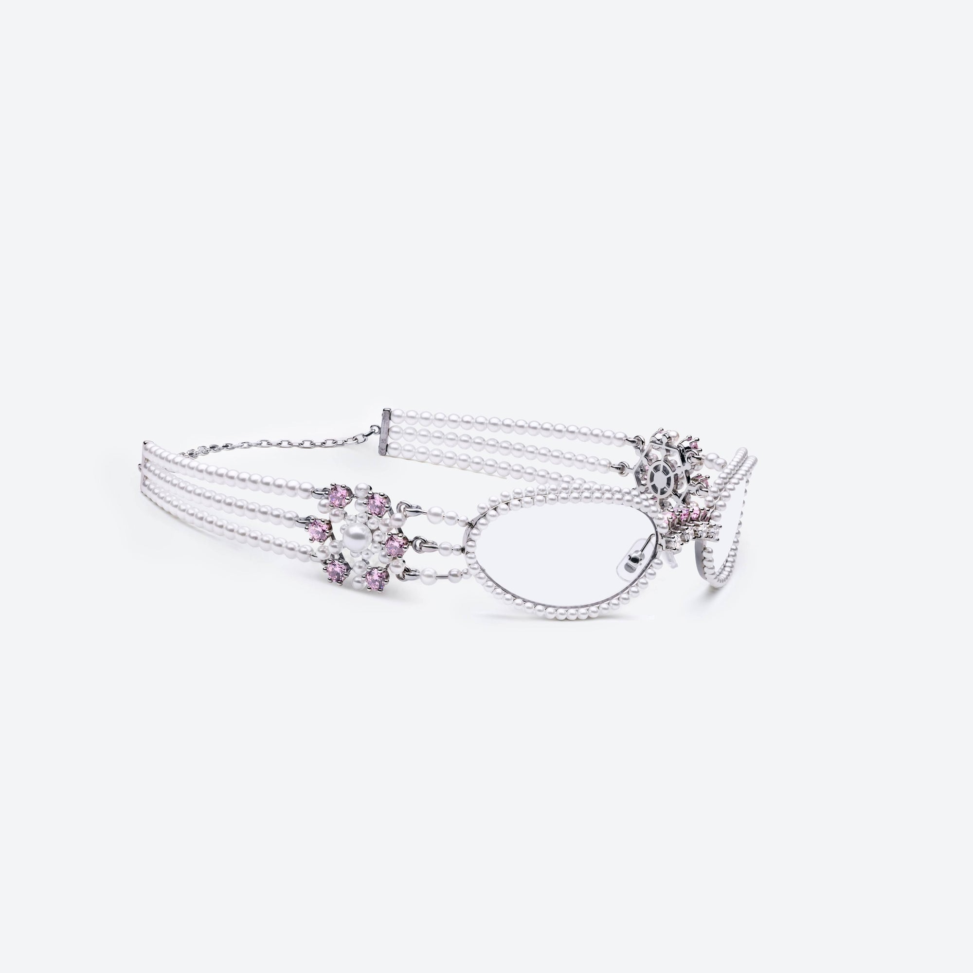 45-degree detailed view of Gentle Monster Bijou De 02 Silver Metal framed Oval sunglasses.