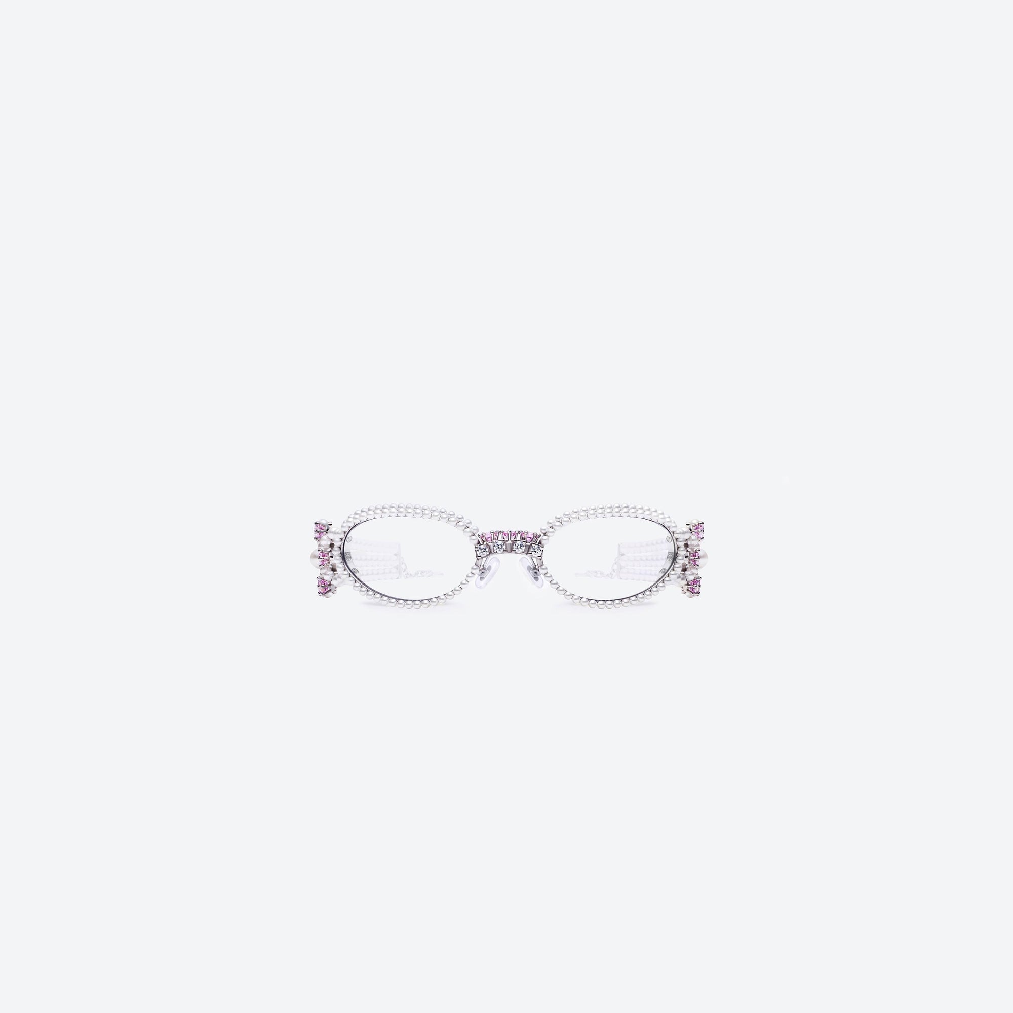A front view of Gentle Monster Bijou De 02 Silver Metal framed Oval sunglasses.