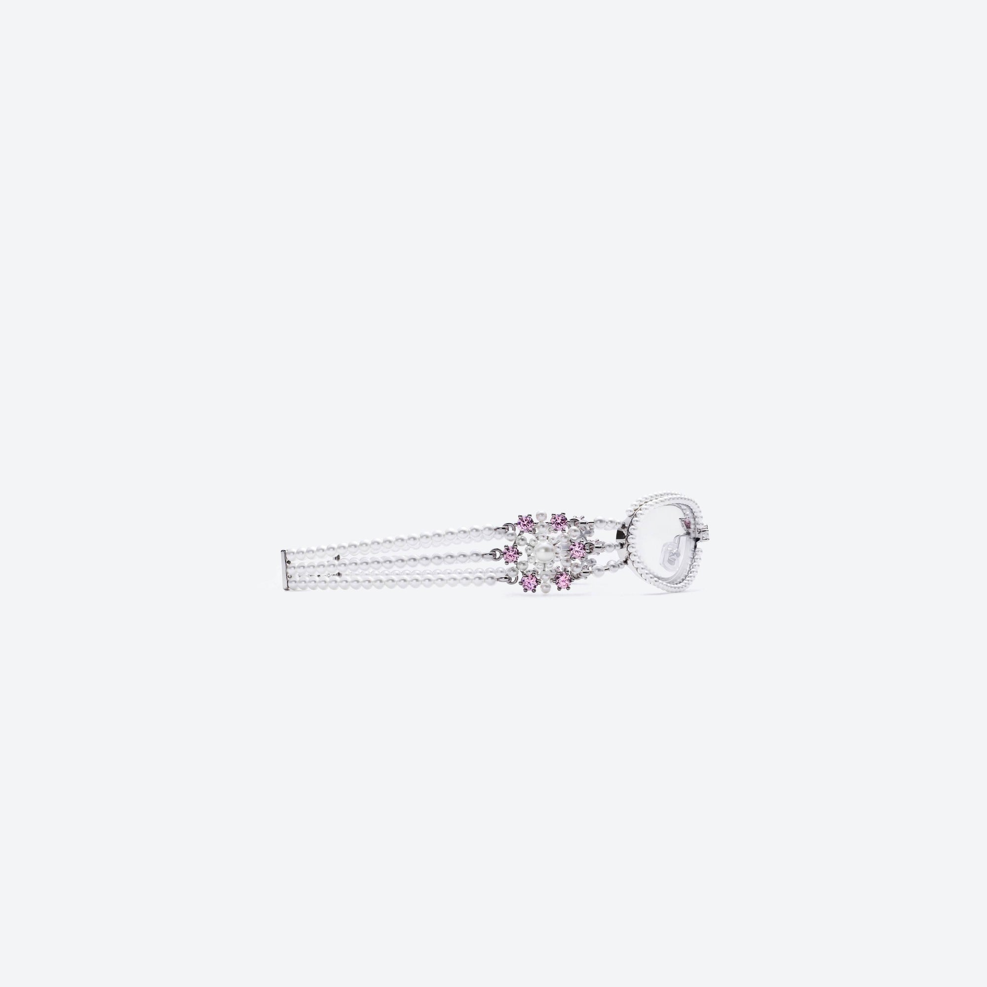 A detailed right view of Gentle Monster Bijou De 02 Silver Metal framed Oval sunglasses.