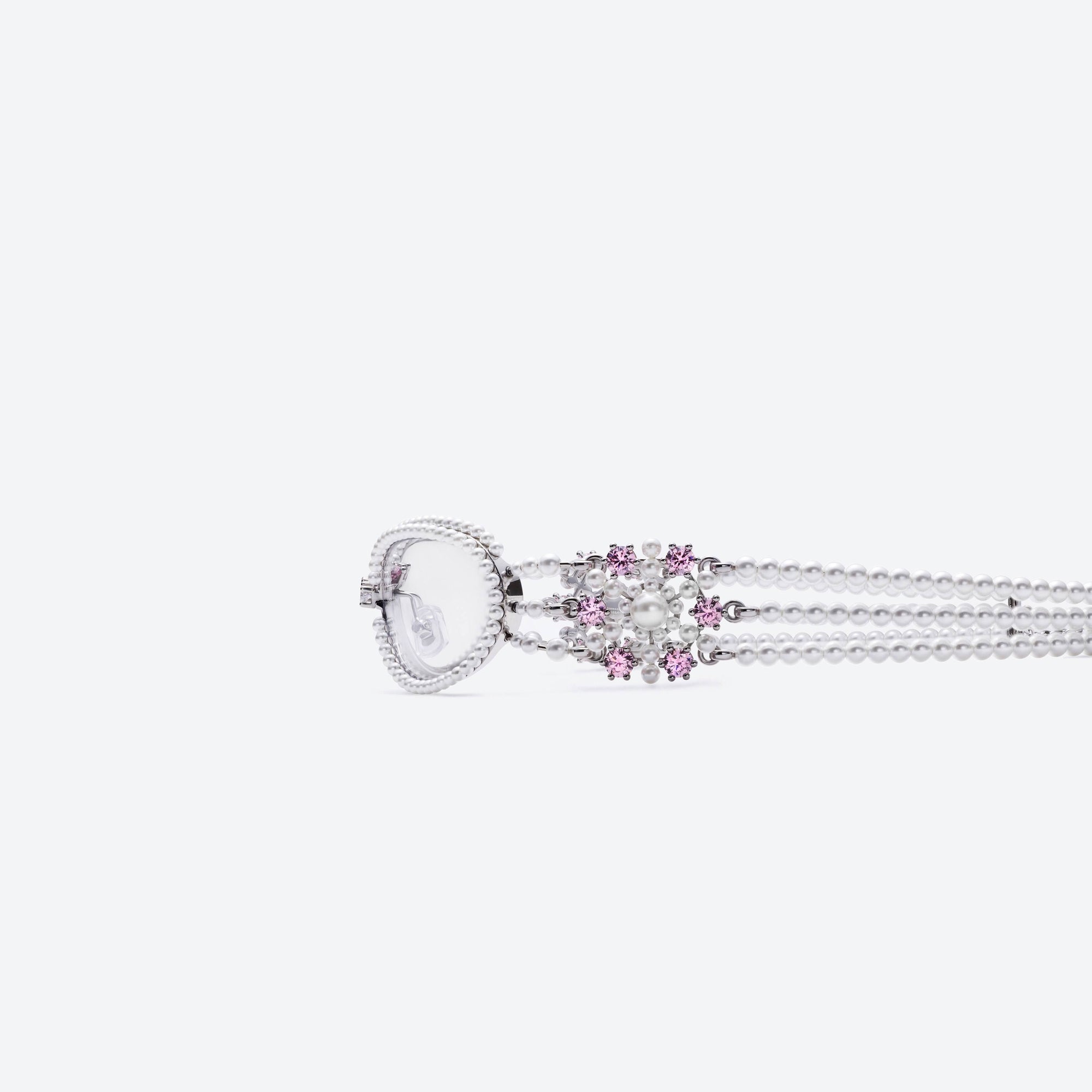 A detailed left view of Gentle Monster Bijou De 02 Silver Metal framed Oval sunglasses.
