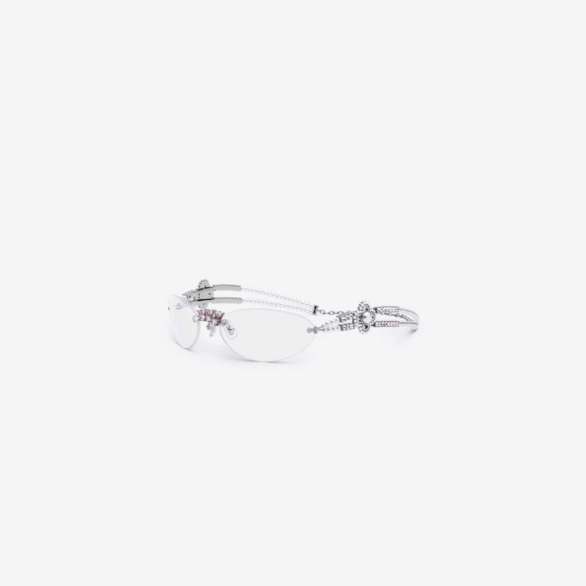 45-degree view of Gentle Monster Gala 02 Silver Metal framed Oval sunglasses.