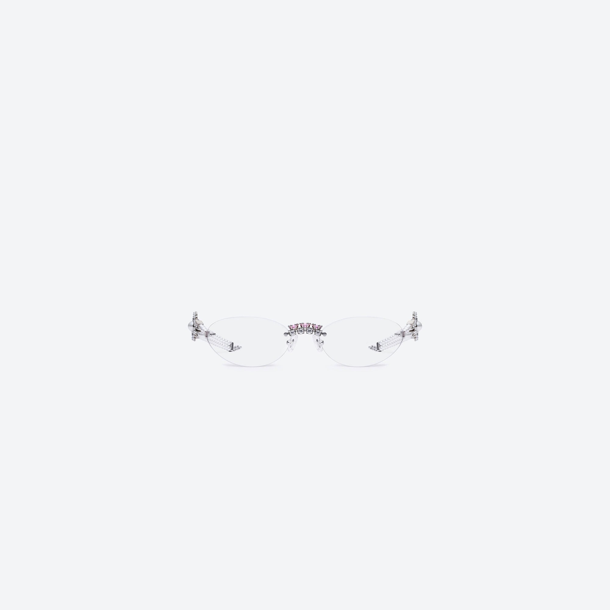 A front view of Gentle Monster Gala 02 Silver Metal framed Oval sunglasses.