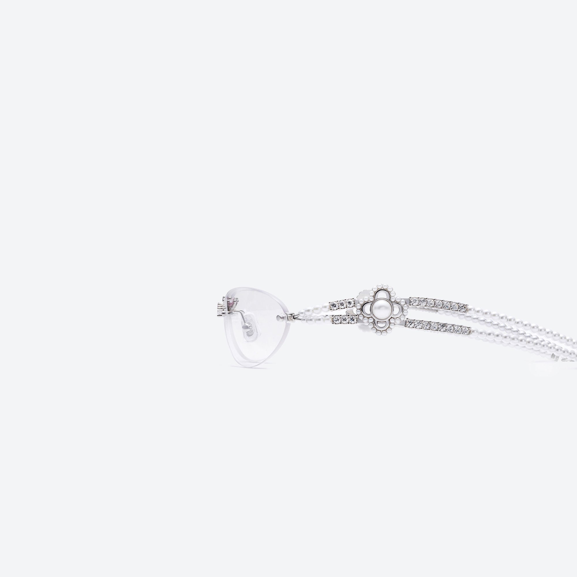 A detailed left view of Gentle Monster Gala 02 Silver Metal framed Oval sunglasses.