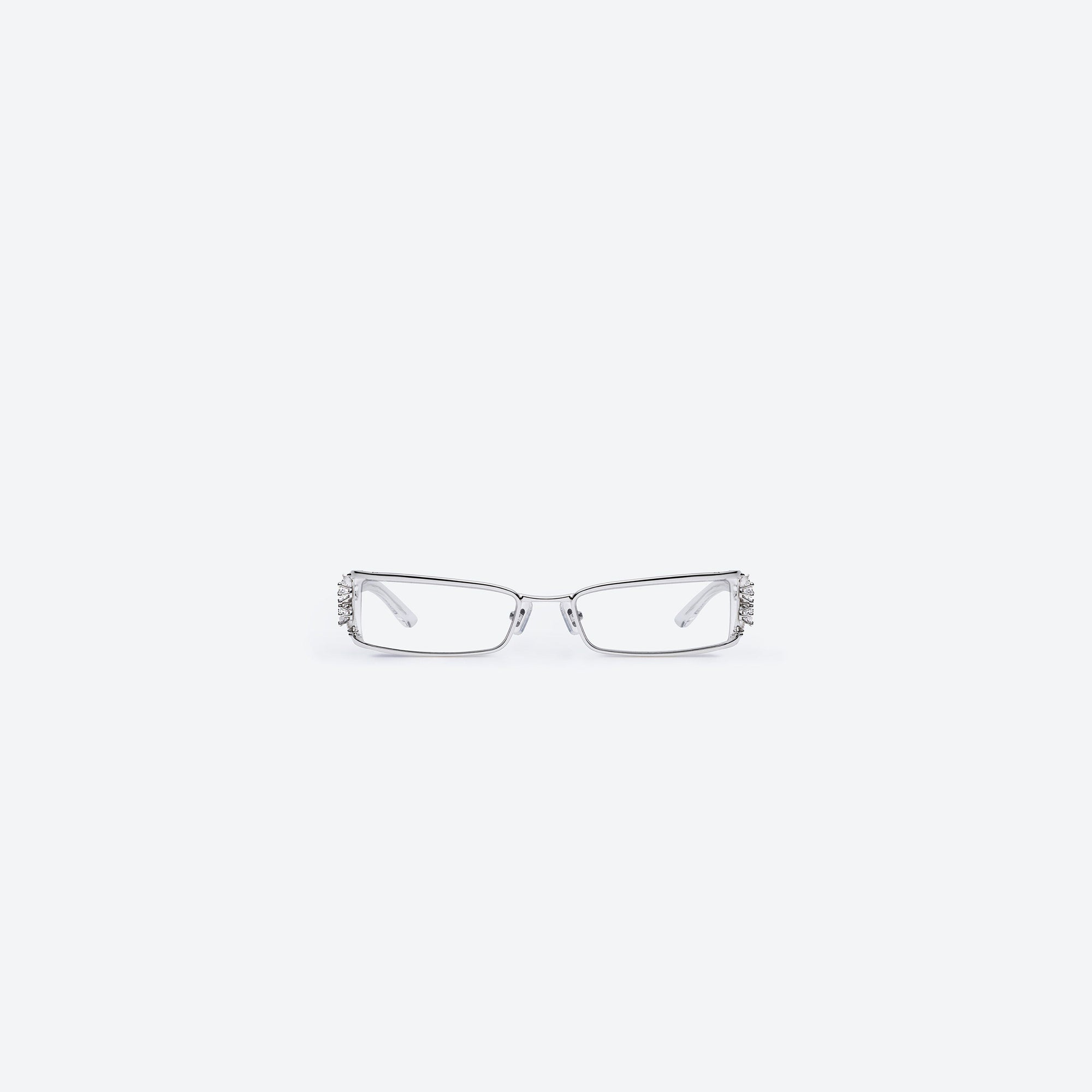A front view of Gentle Monster Kiira 02 Silver Metal framed Square sunglasses.
