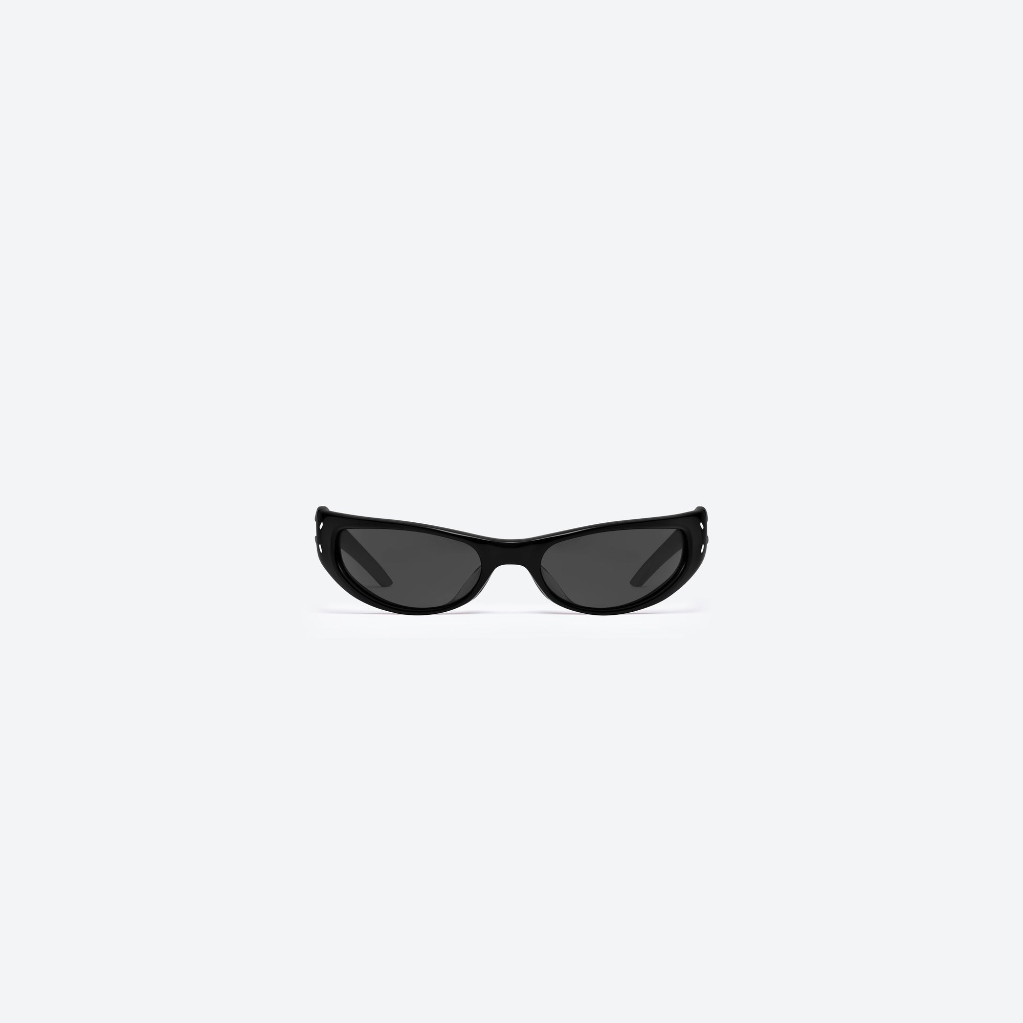 A front view of Gentle Monster Maison Margiela - MM203 01 Black Acetate framed Wraparound sunglasses.
