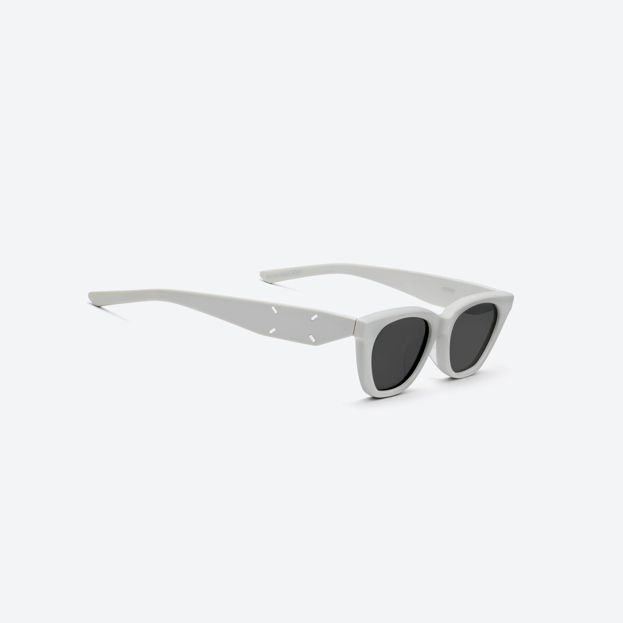45-degree detailed view of Gentle Monster Maison Margiela - MM208 G12 Gray Acetate framed Cat-eye sunglasses.