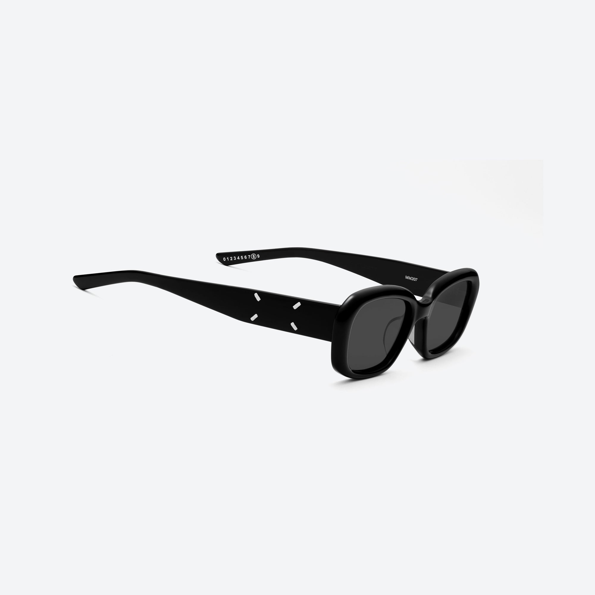 45-degree detailed view of Gentle Monster Maison Margiela - MM207 01 Black Acetate framed Square sunglasses.