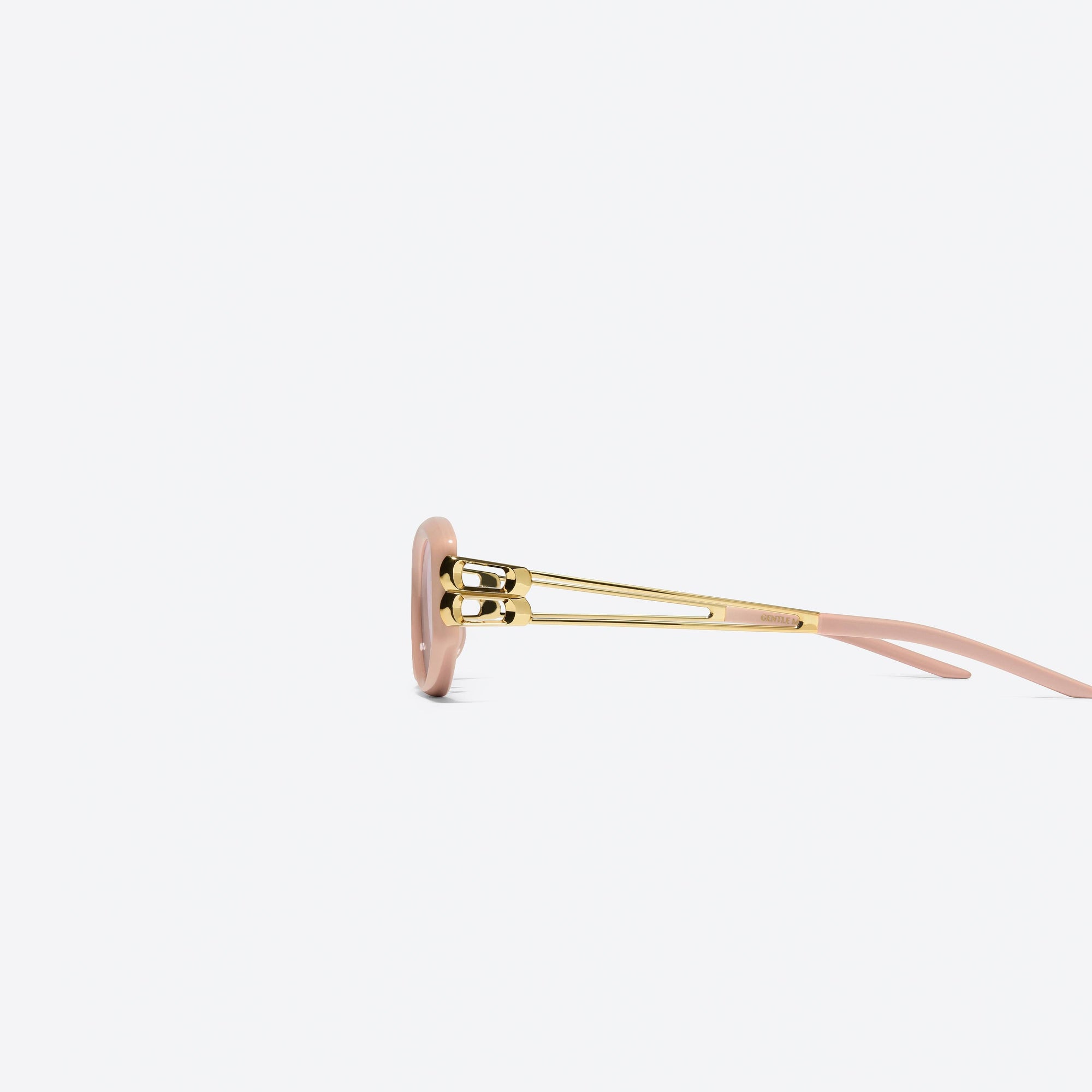 A detailed left view of Gentle Monster Solid Loop P7 Pink Mixed framed Square sunglasses.