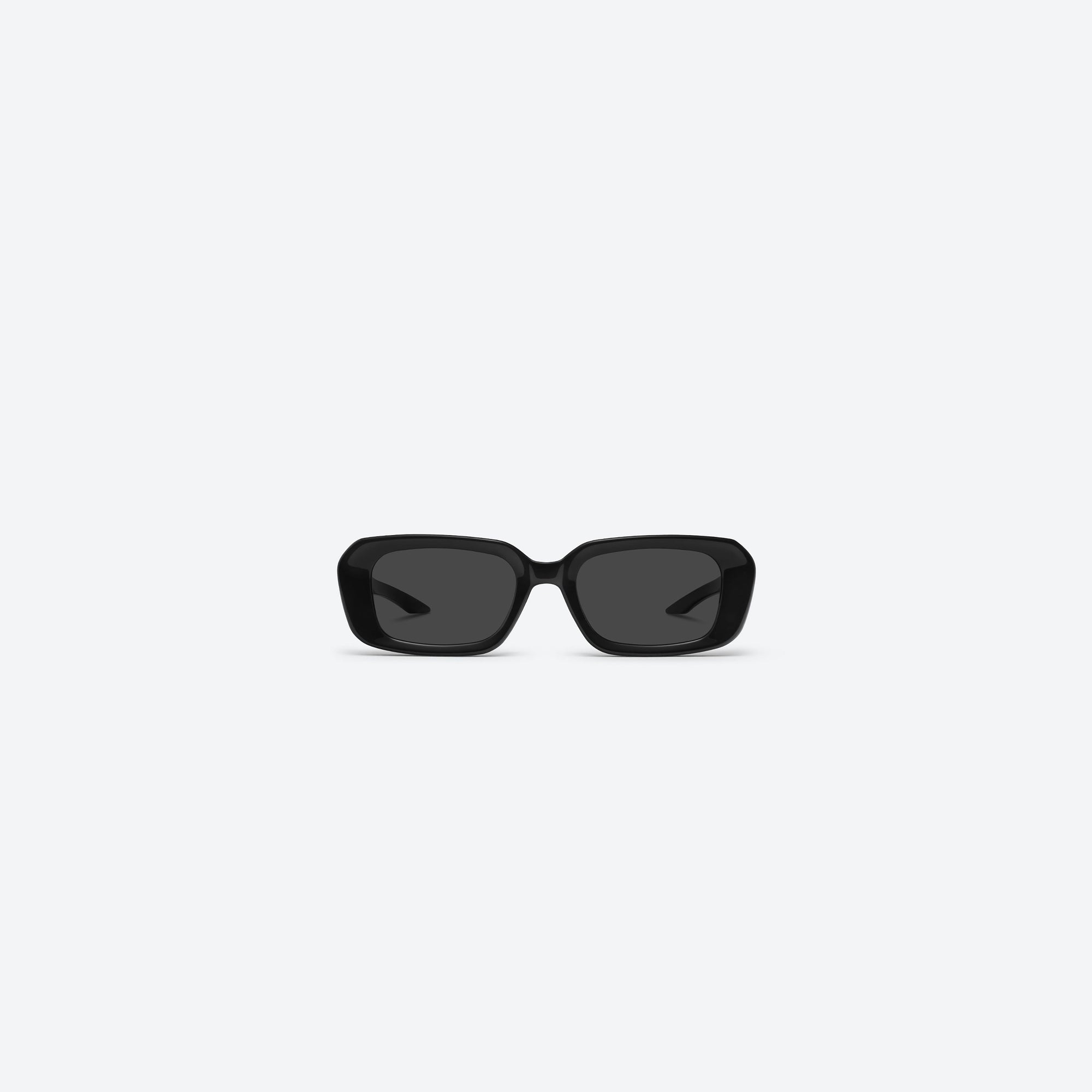 A front view of Gentle Monster Melrose 01 Black Acetate framed Square sunglasses.