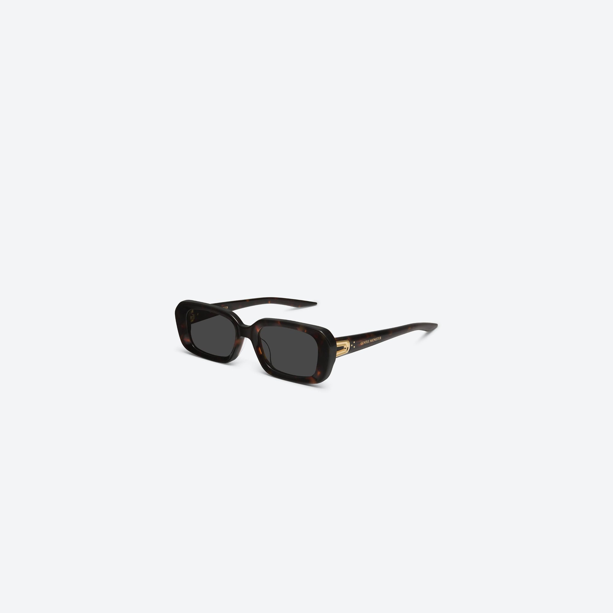 45-degree view of Gentle Monster Melrose T1 Tortoise Acetate framed Square sunglasses.