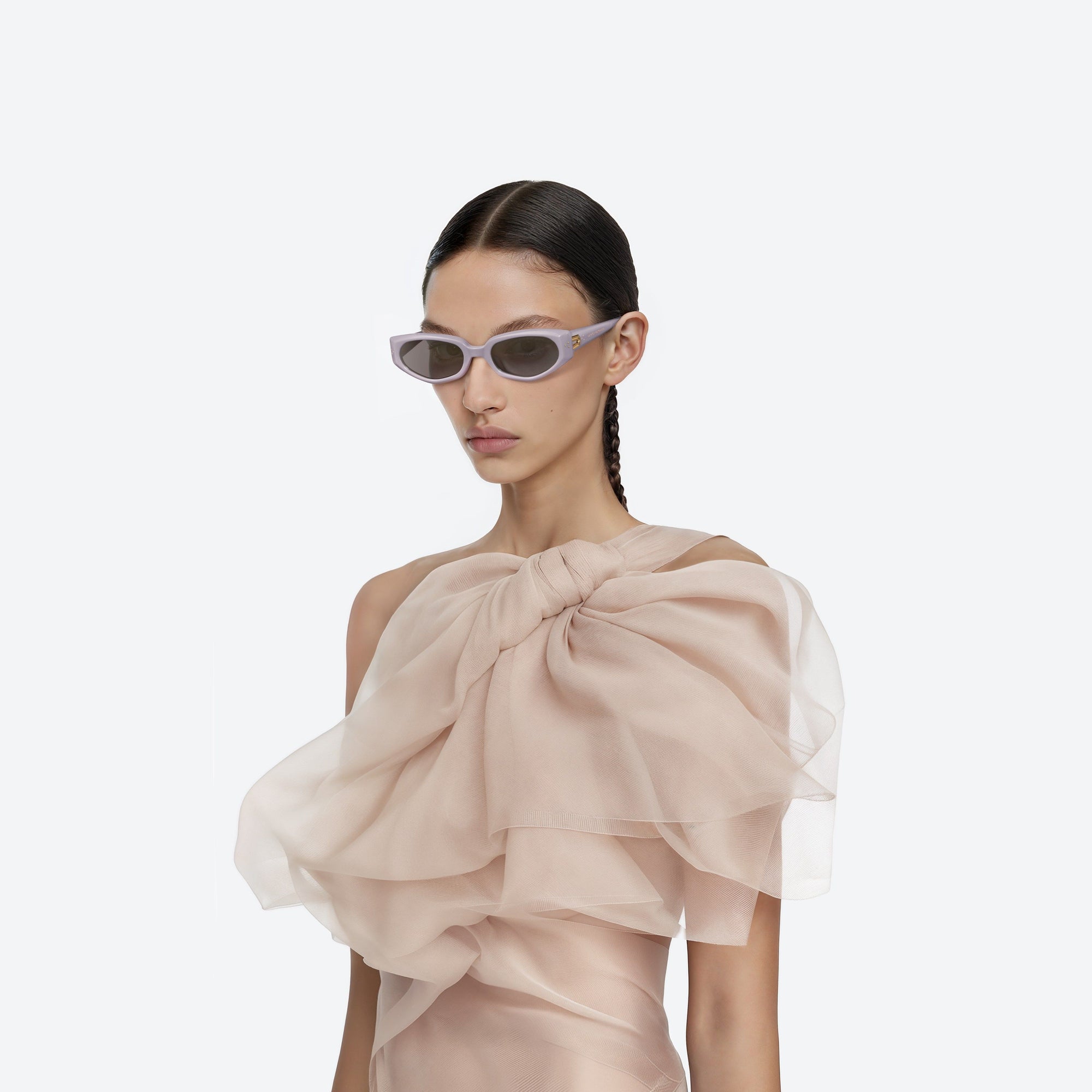 Model wearing the Devon V4 Purple Acetate framed Cat-eye sunglasses.