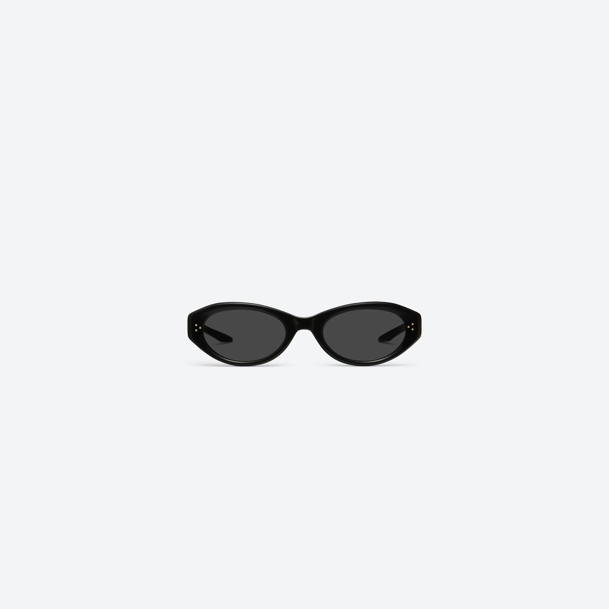 A front view of Gentle Monster Vamp 01 Black Acetate framed Oval sunglasses.