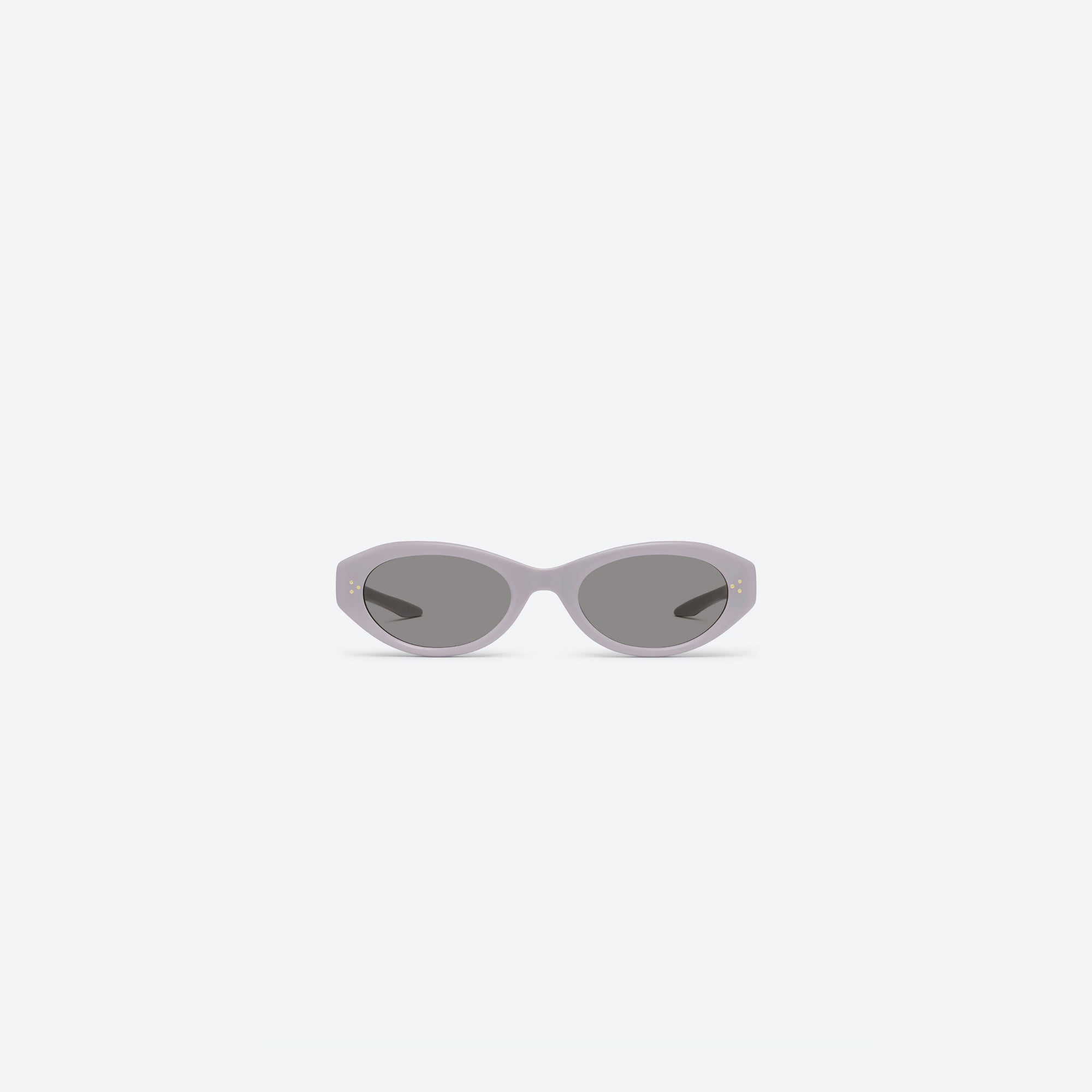 A front view of Gentle Monster Vamp V4 Purple Acetate framed Oval sunglasses.