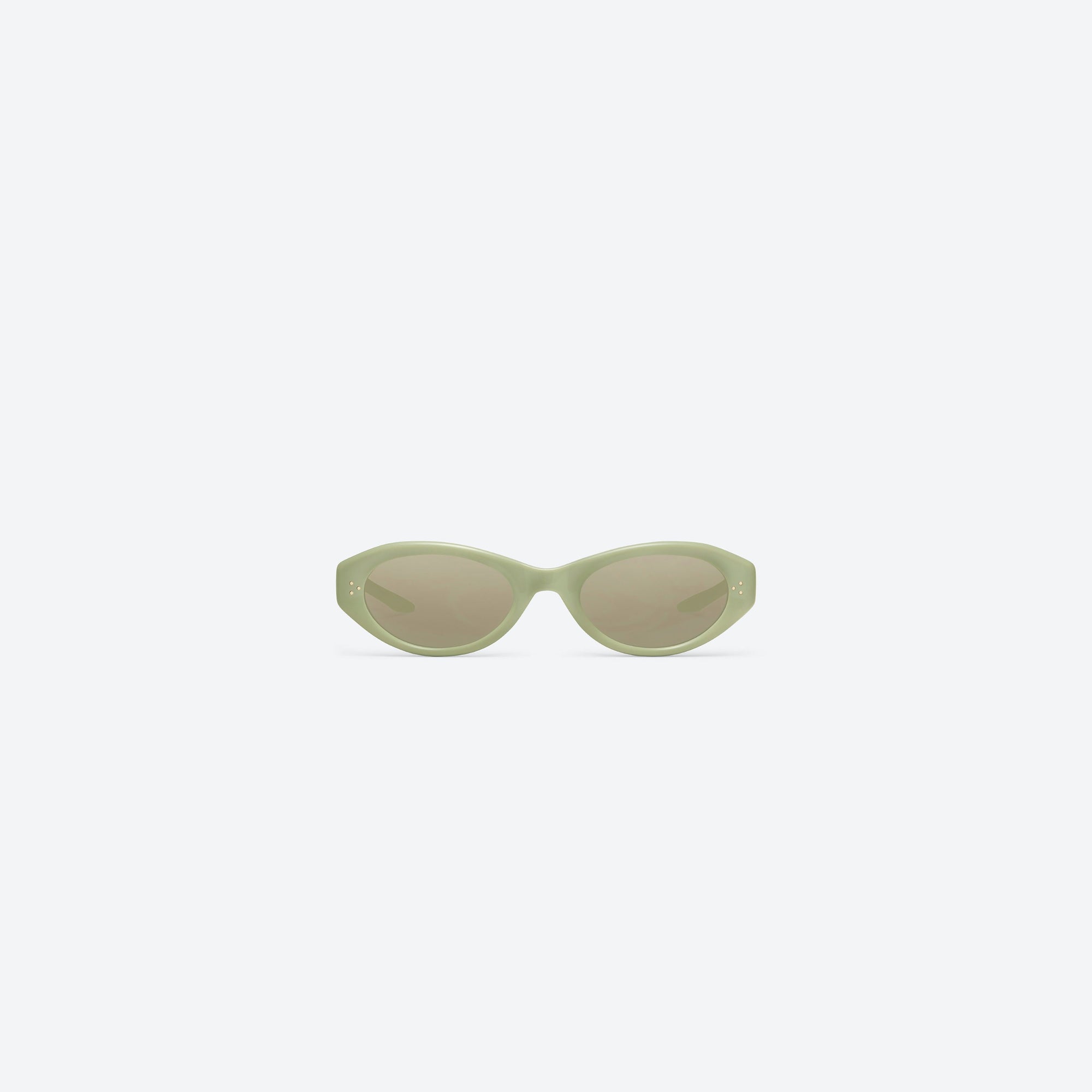 A front view of Gentle Monster Vamp GR9 Green Acetate framed Oval sunglasses.