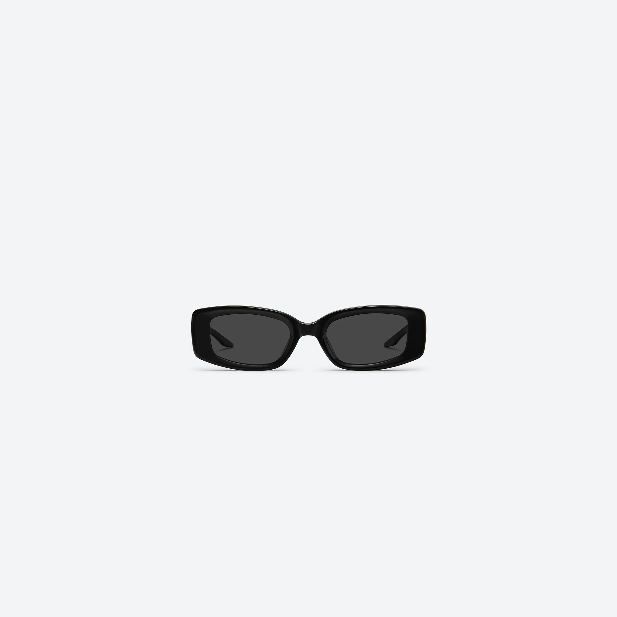A front view of Gentle Monster Ash 01 Black Acetate framed Square sunglasses.