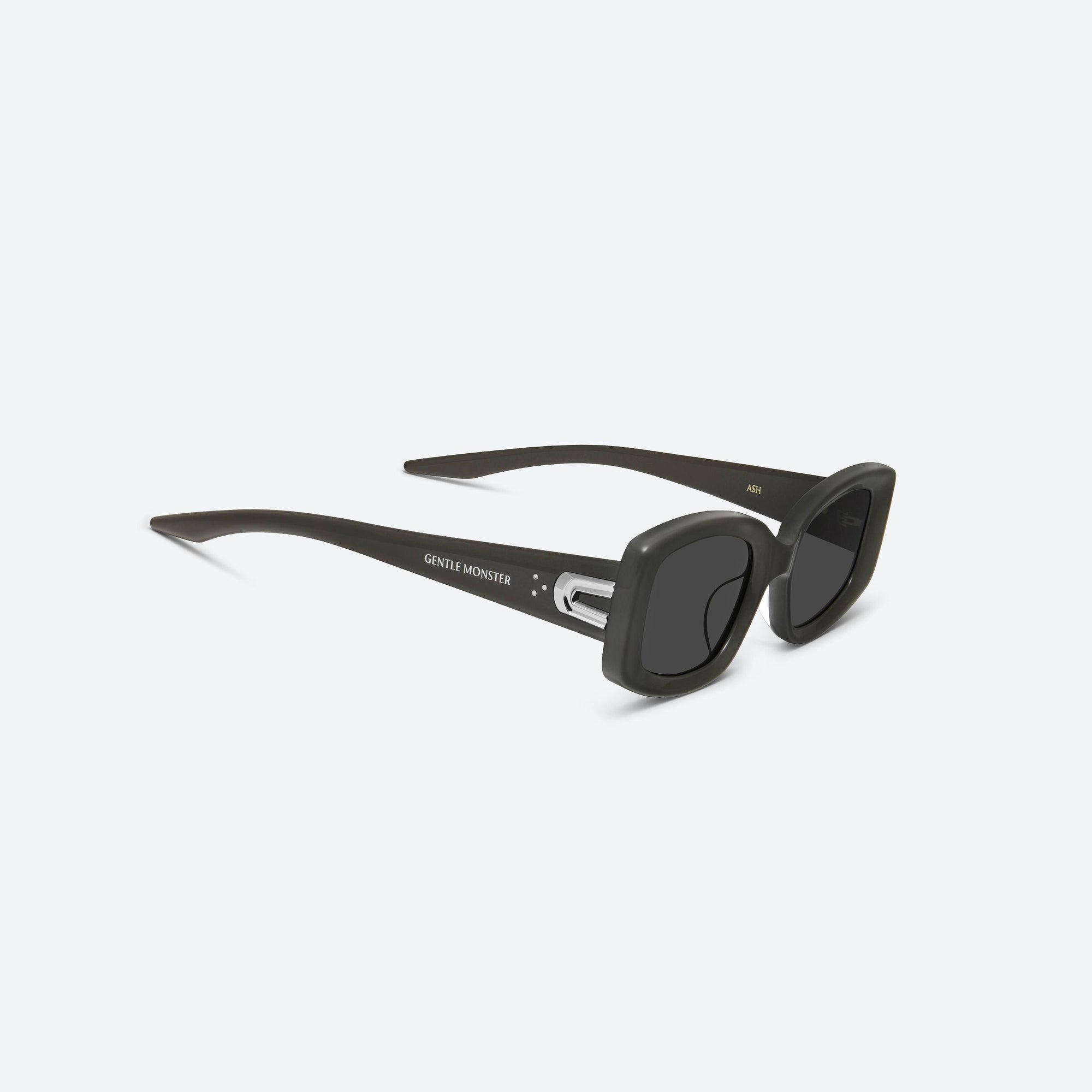 45-degree detailed view of Gentle Monster Ash G15 Gray Acetate framed Square sunglasses.