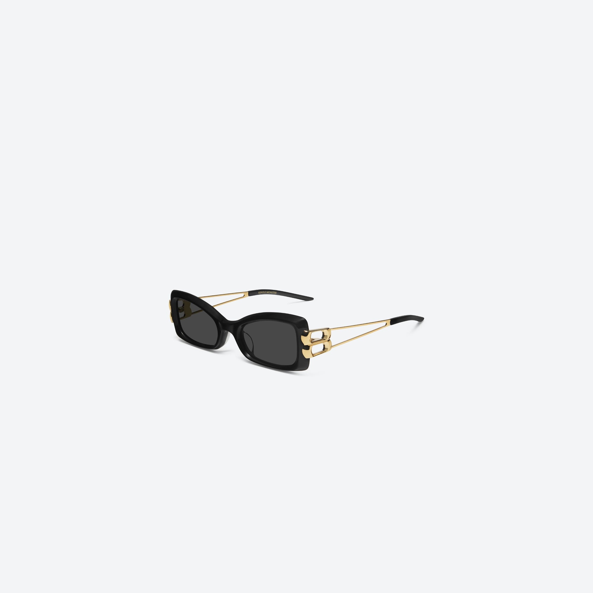 45-degree view of Gentle Monster Nemesis 01 Black Mixed framed Cat-eye sunglasses.