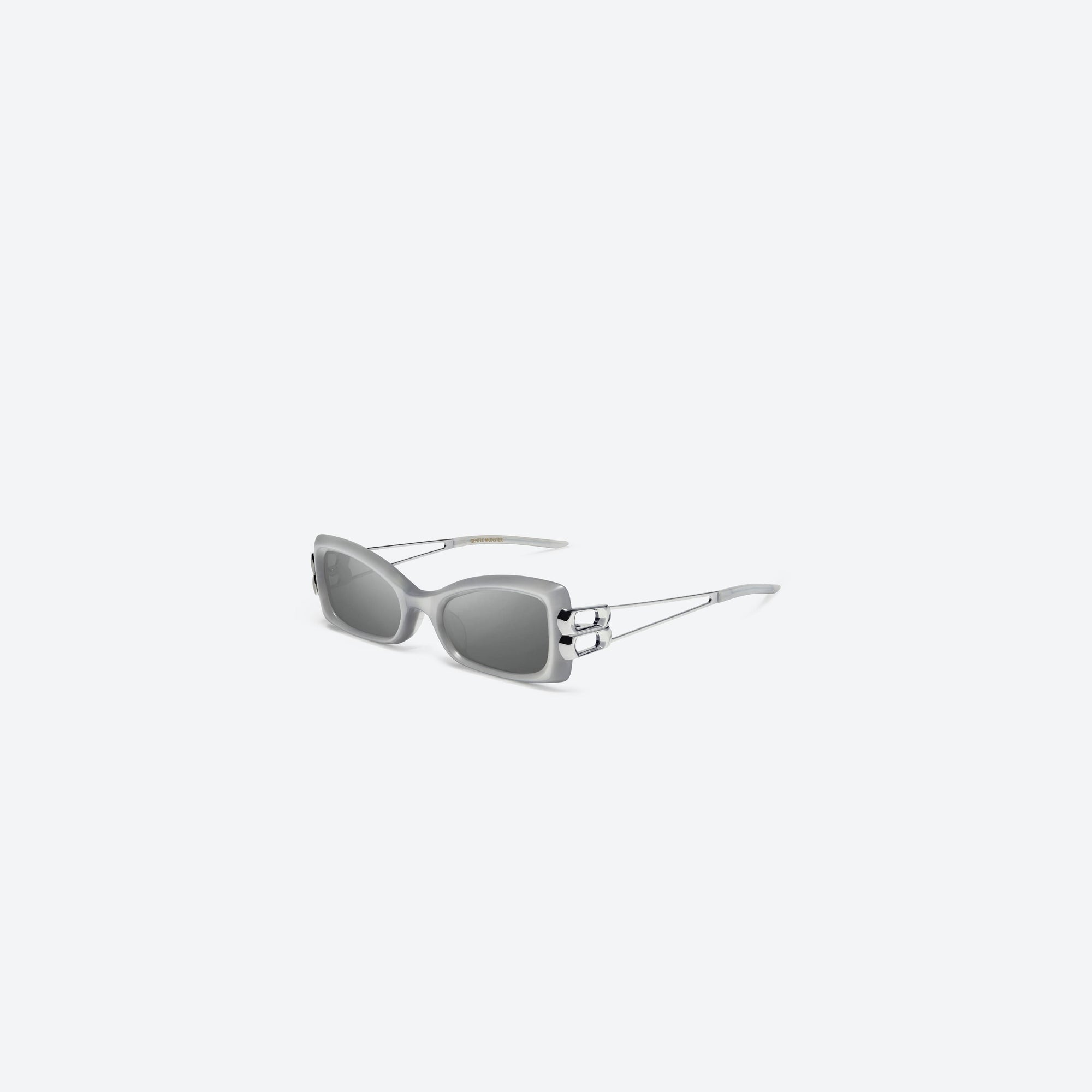 45-degree view of Gentle Monster Nemesis GC11 Gray Mixed framed Cat-eye sunglasses.