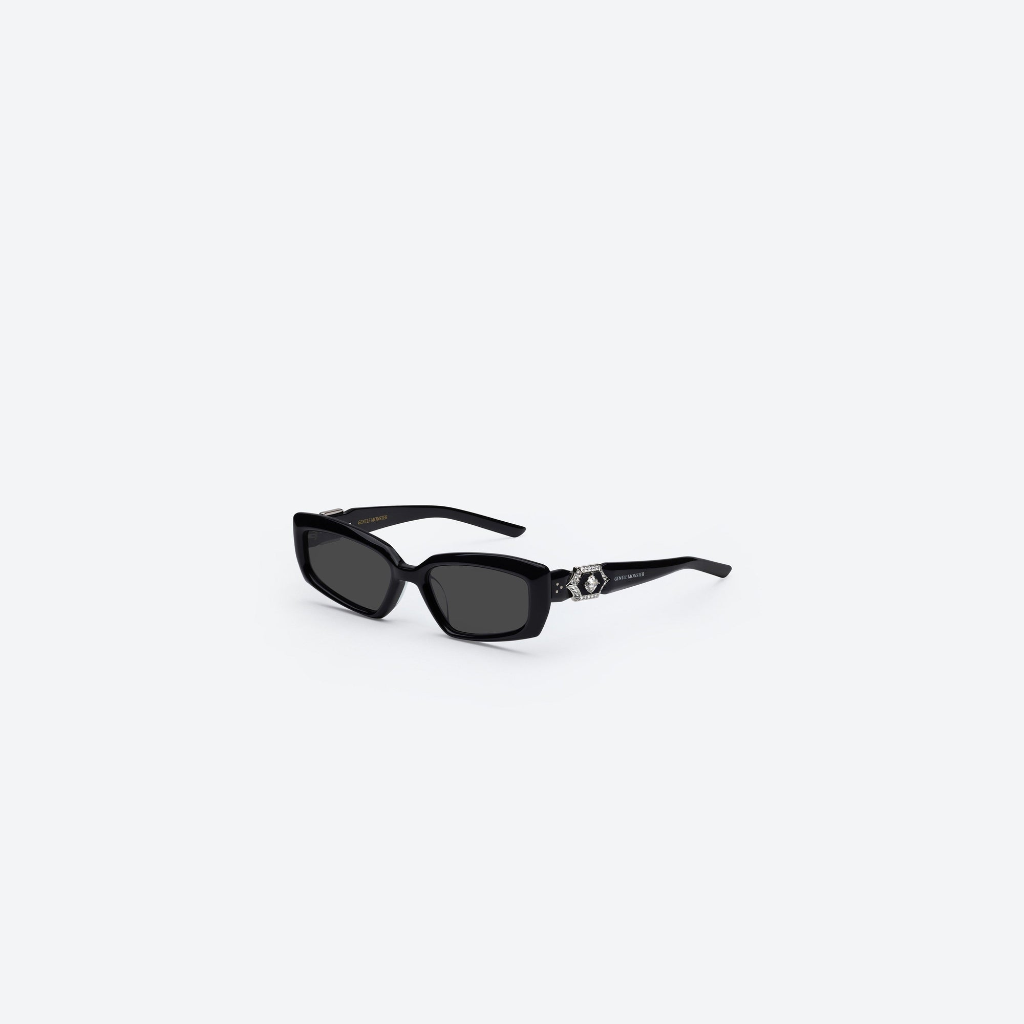 45-degree view of Gentle Monster Demond 01 Black Acetate framed Square sunglasses.