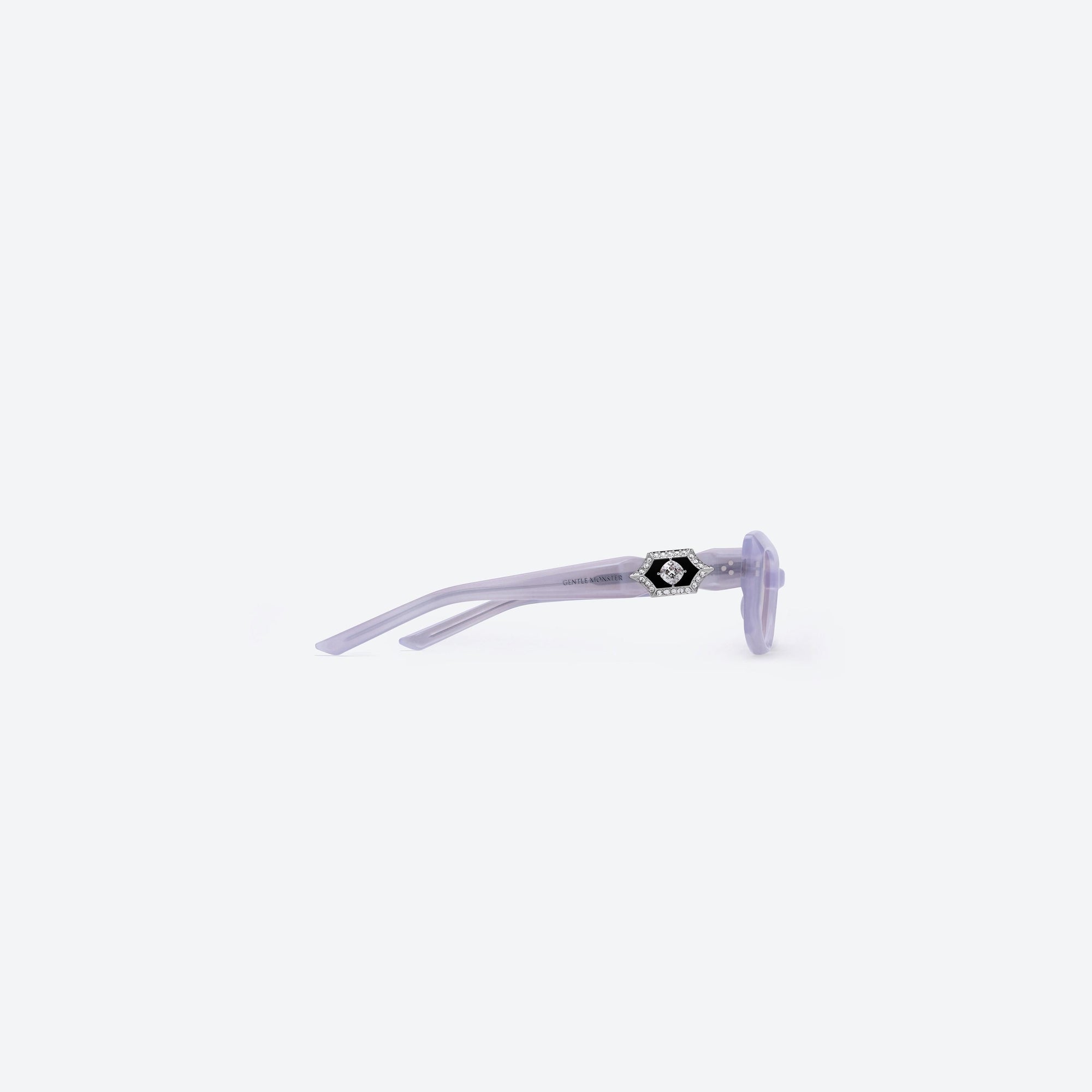 A detailed right view of Gentle Monster Demond VC7 Purple Acetate framed Square sunglasses.