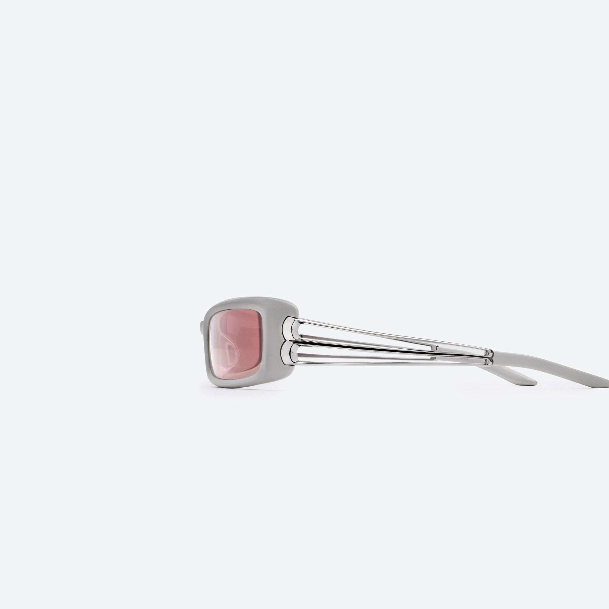 A detailed left view of Gentle Monster Wire Lip G12 Gray Mixed framed Square sunglasses.