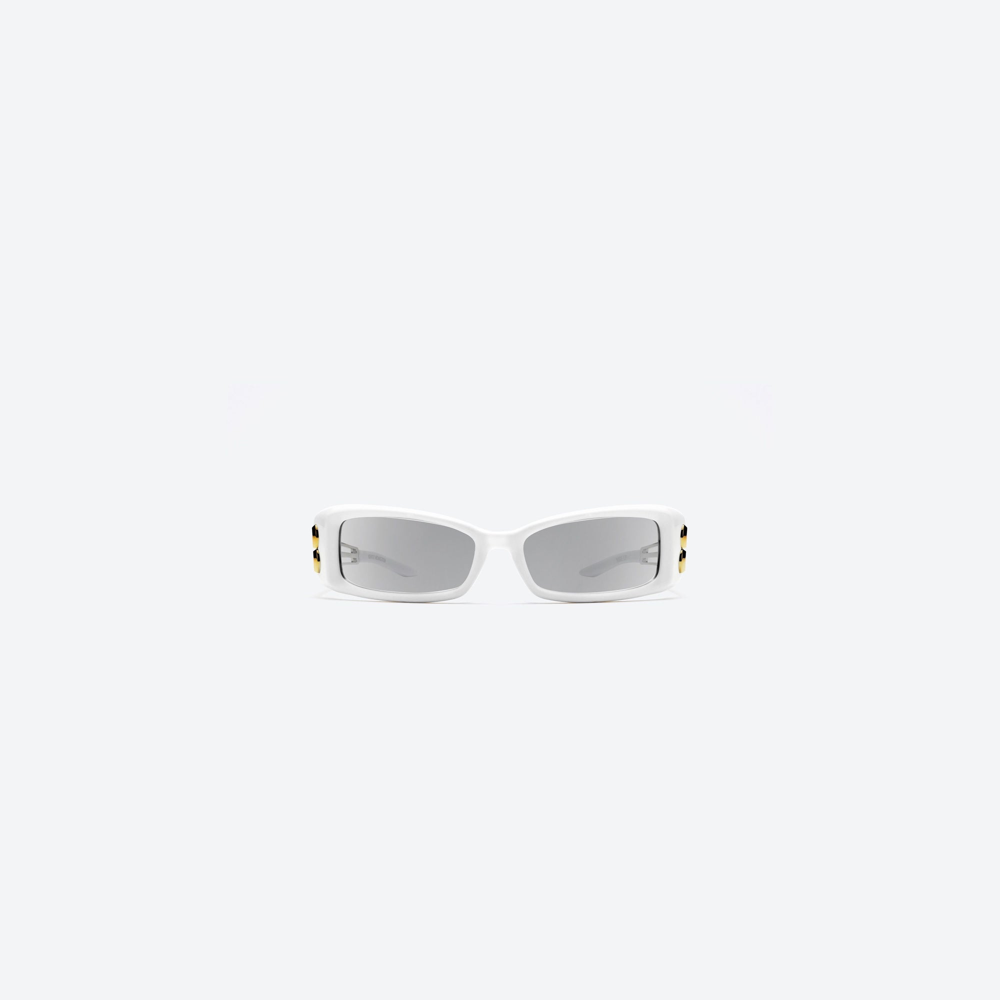A front view of Gentle Monster Wire Lip W2 White Mixed framed Square sunglasses.