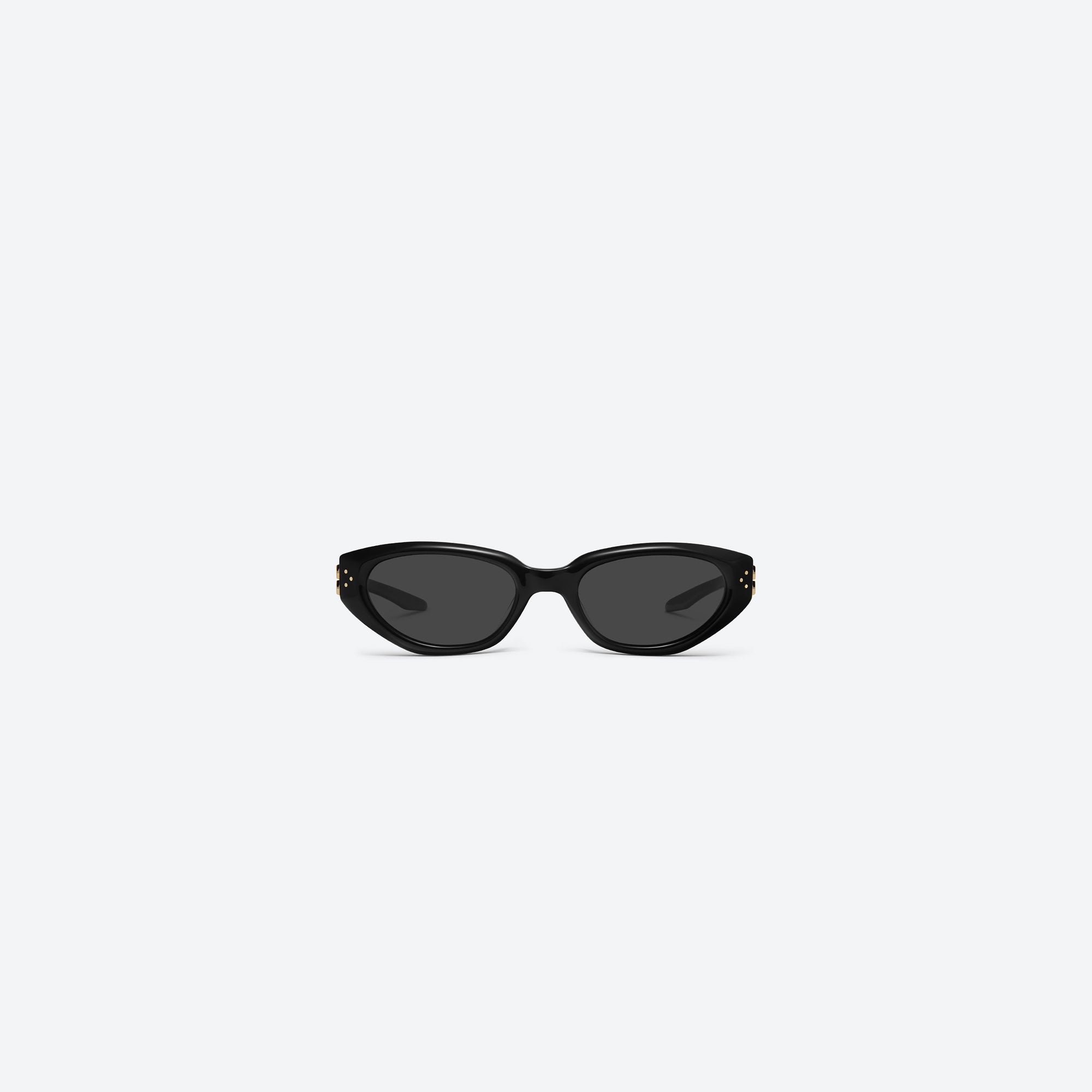 A front view of Gentle Monster Duns 01 Black Acetate framed Cat-eye sunglasses.