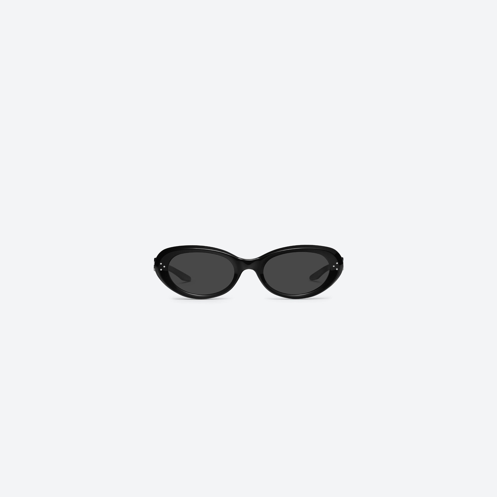 A front view of Gentle Monster Cocoa 01 Black Acetate framed Oval sunglasses.