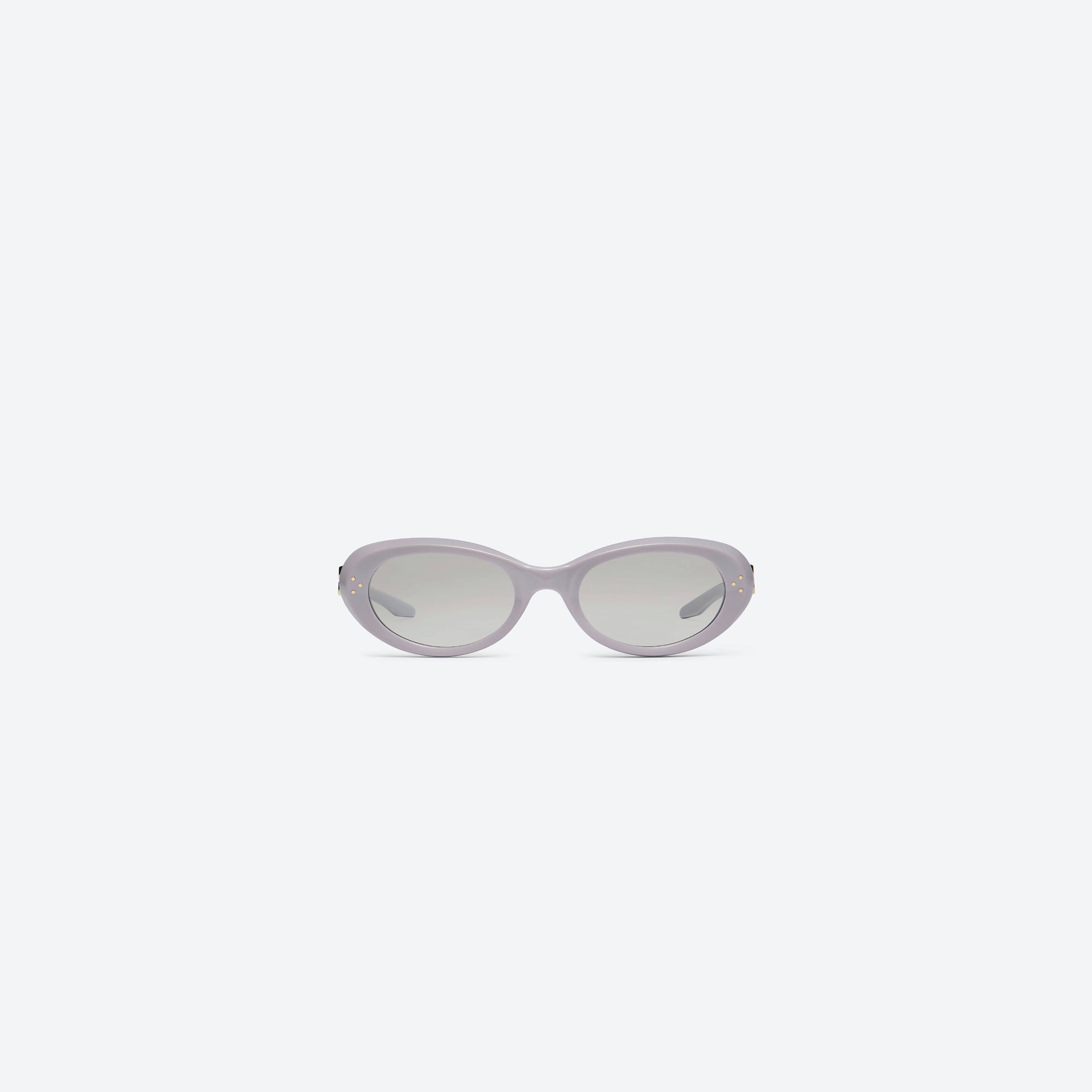 A front view of Gentle Monster Cocoa V4 Purple Acetate framed Oval sunglasses.