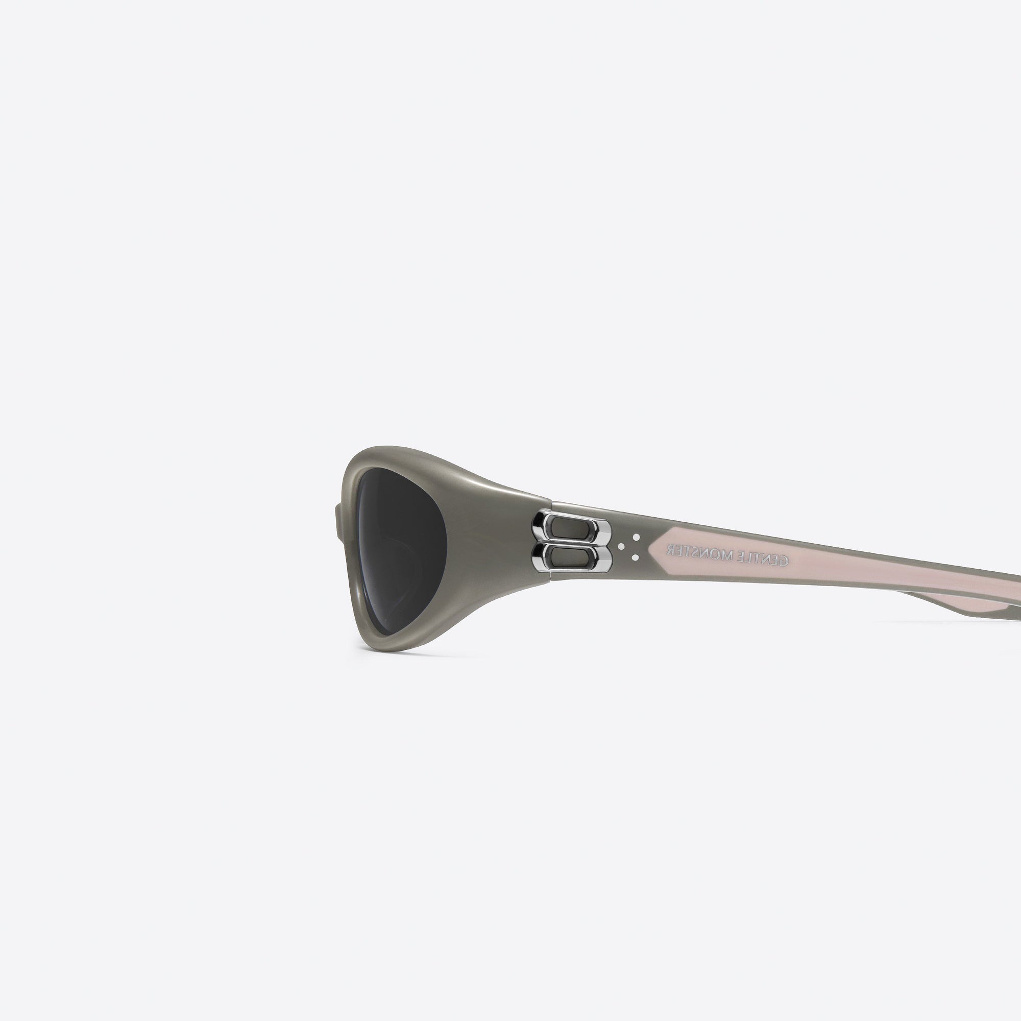 A detailed left view of Gentle Monster Monde G17 Gray Acetate framed Oval sunglasses.