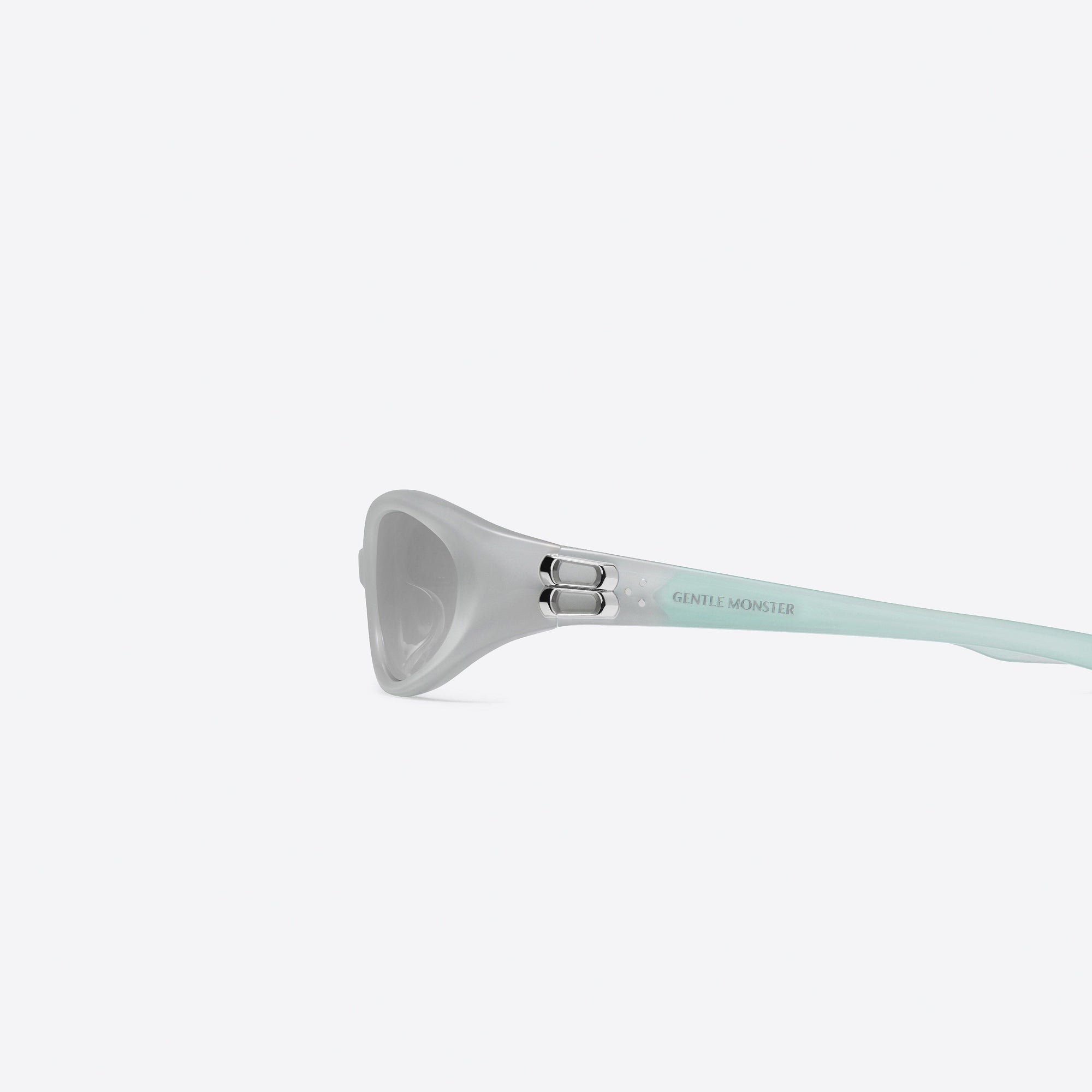 A detailed left view of Gentle Monster Monde GC11 Gray Acetate framed Oval sunglasses.